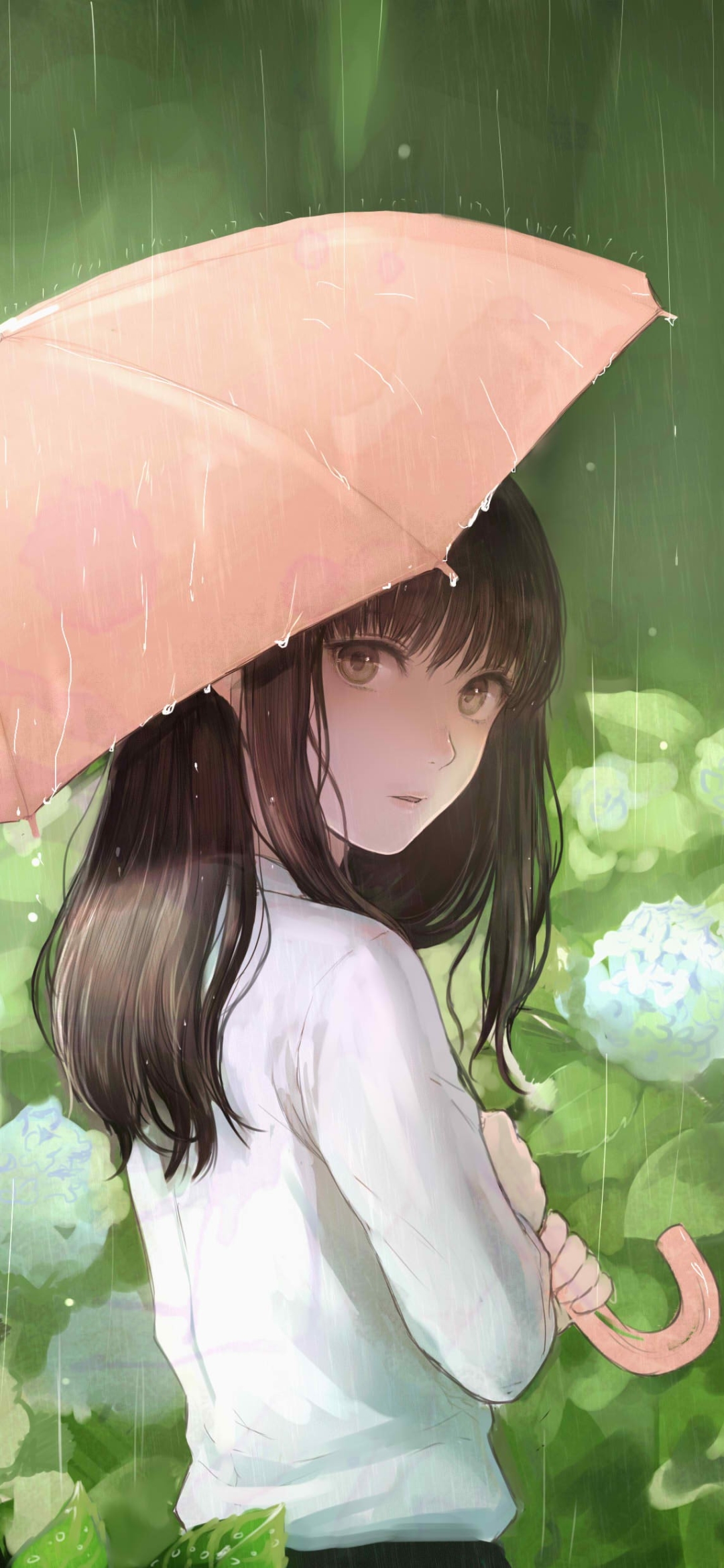 Download mobile wallpaper Anime, Rain, Girl, Umbrella for free.