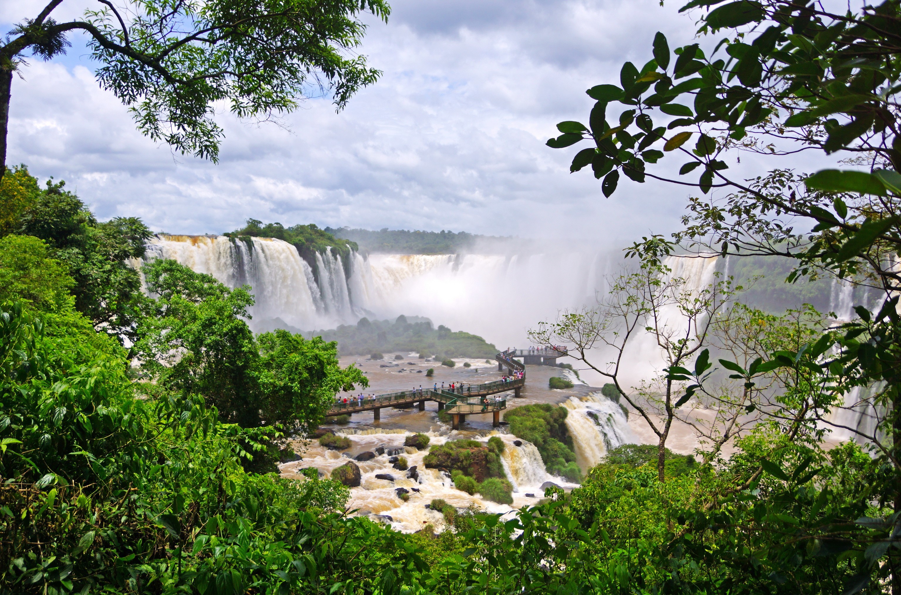 Download mobile wallpaper Brazil, Bridge, Waterfall, Waterfalls, Earth for free.
