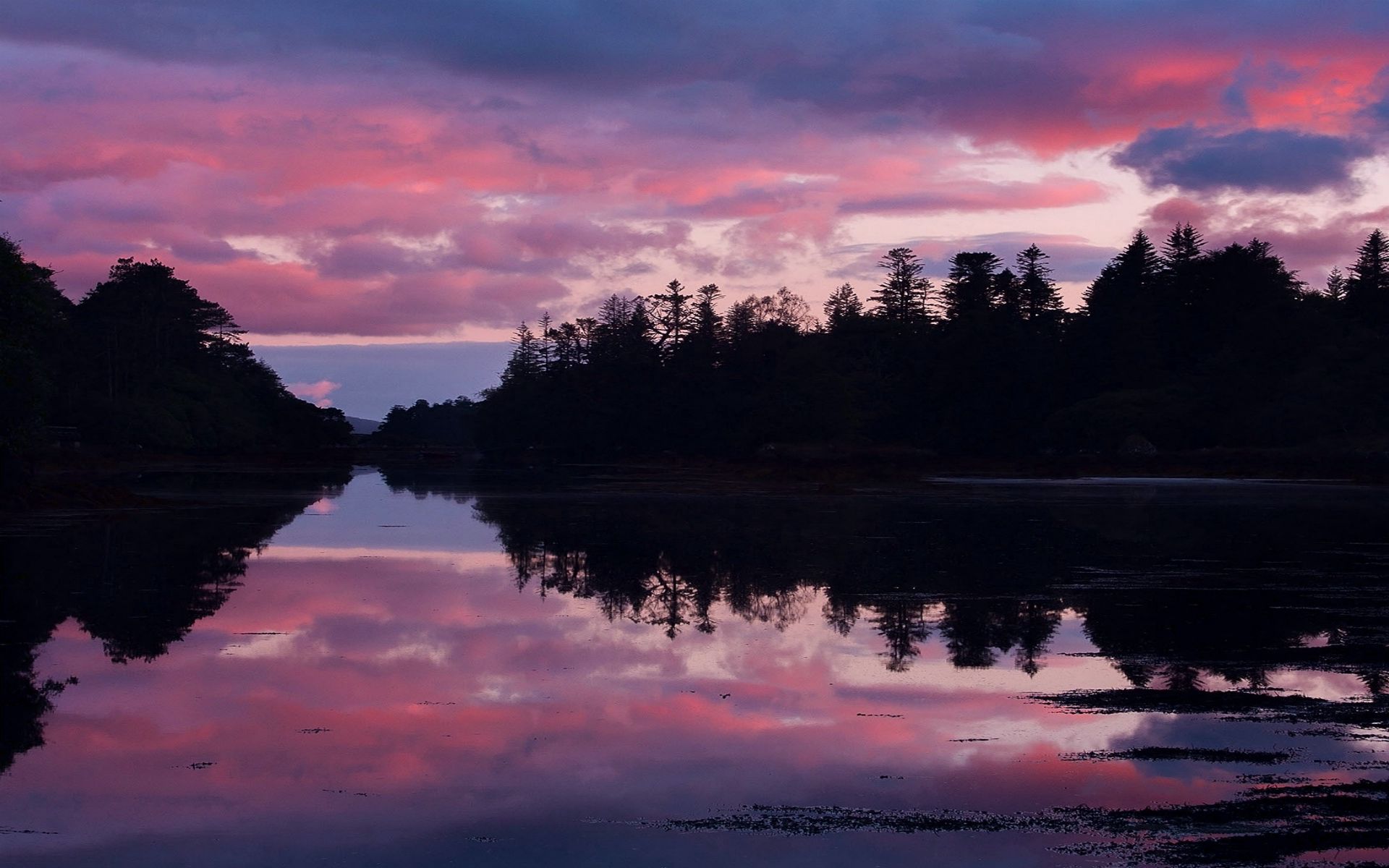 Laden Sie das Natur, See, Reflexion, Bank, Abend, Ufer, Irland-Bild kostenlos auf Ihren PC-Desktop herunter