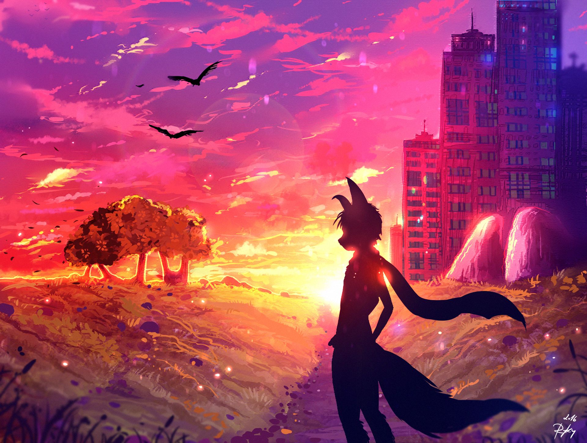 Free download wallpaper Fantasy, Sunset on your PC desktop