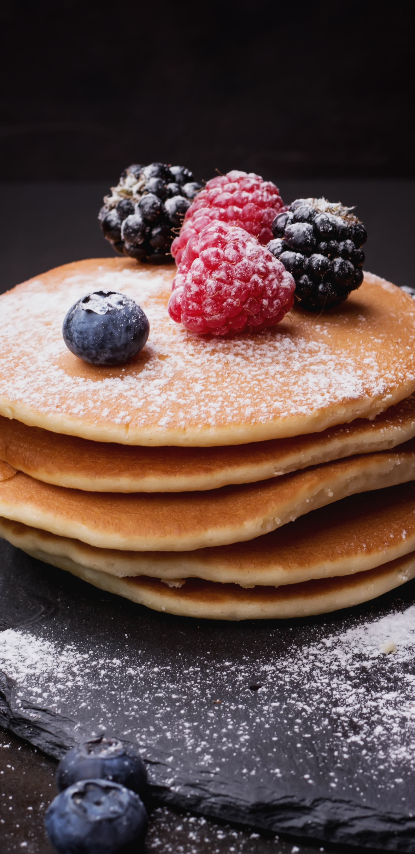 Download mobile wallpaper Food, Blueberry, Raspberry, Blackberry, Berry, Fruit, Breakfast, Pancake for free.