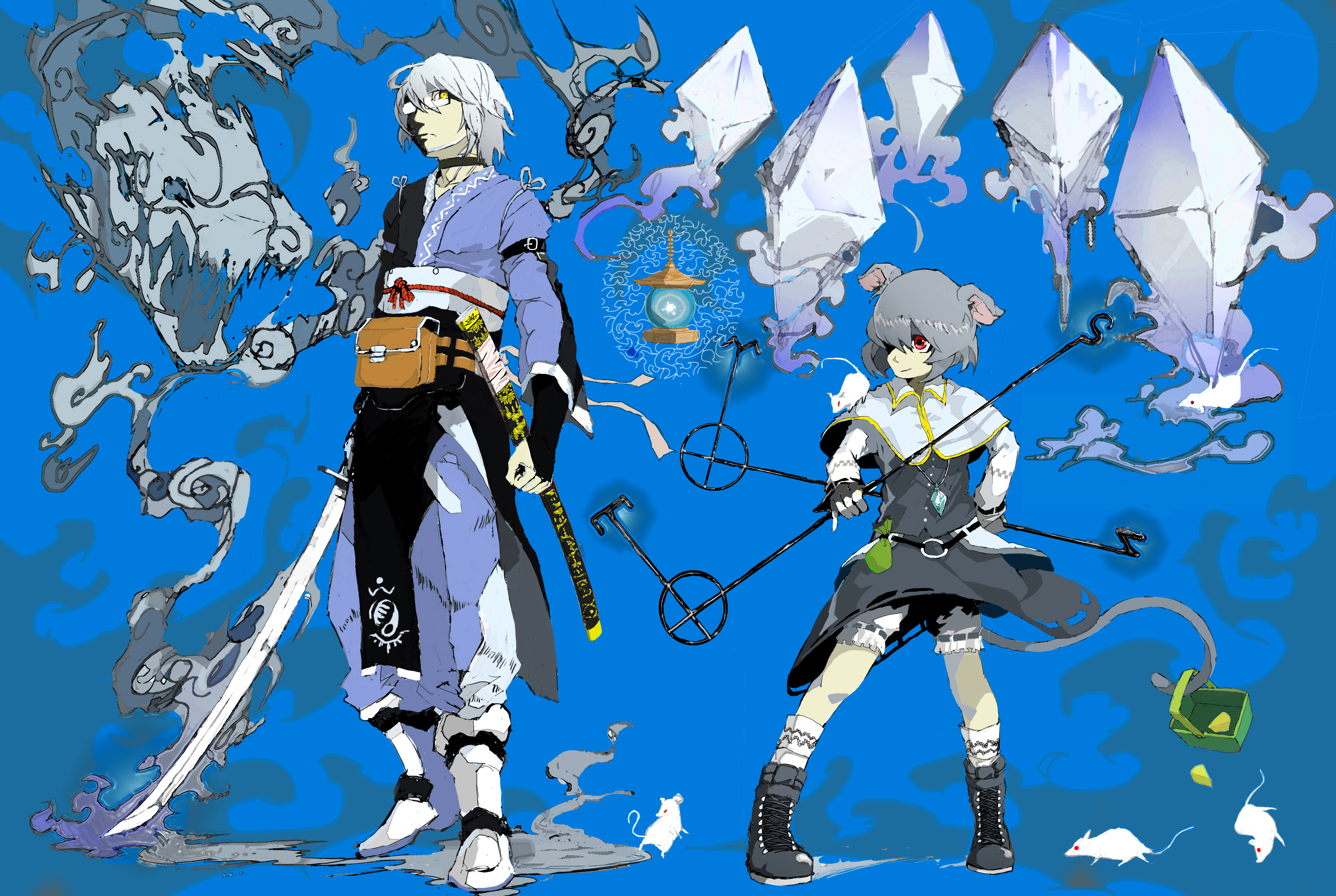 Descarga gratuita de fondo de pantalla para móvil de Animado, Touhou, Nazrin (Touhou), Rinnosuke Morichika.