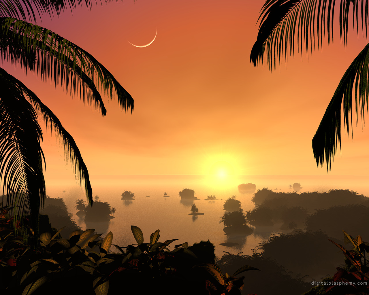 Free download wallpaper Landscape, Fantasy, Sun on your PC desktop
