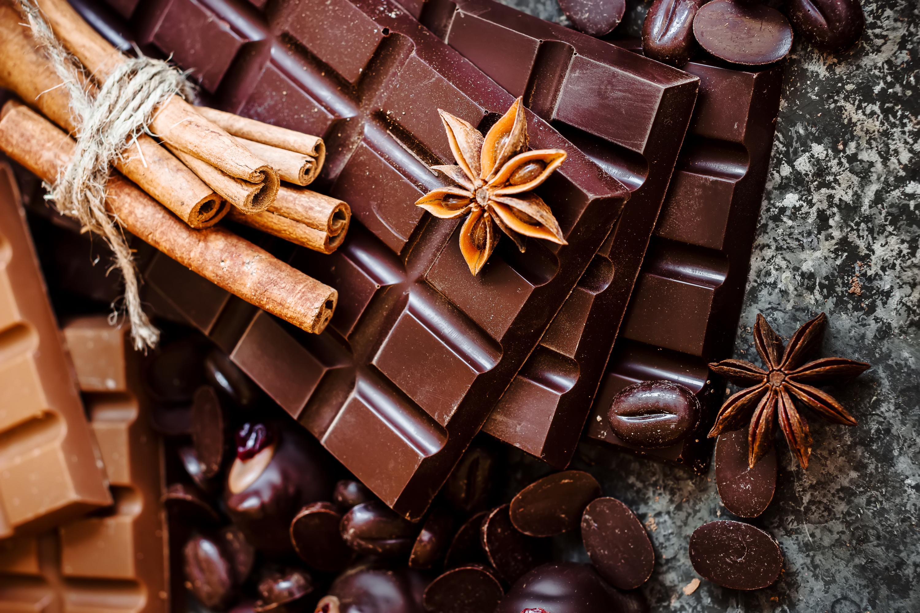 Download mobile wallpaper Food, Chocolate, Still Life, Cinnamon, Star Anise for free.