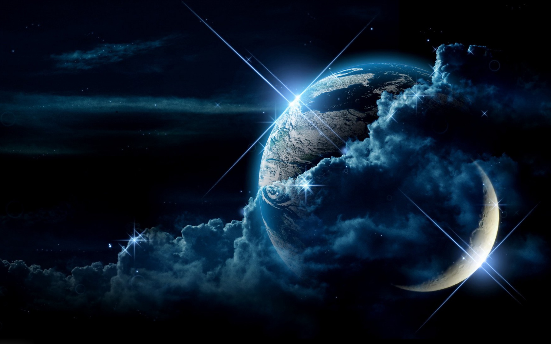 Laden Sie das Sterne, Mond, Planet, Planeten, Science Fiction, Wolke, Weltraum-Bild kostenlos auf Ihren PC-Desktop herunter