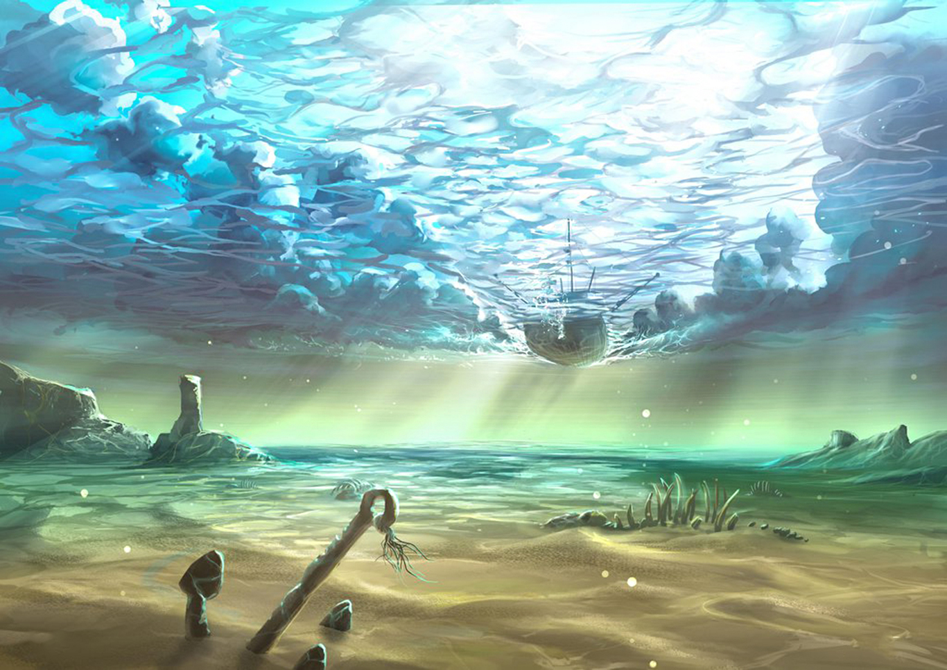 Free download wallpaper Water, Fantasy, Sky, Boat, Ship, Cloud on your PC desktop