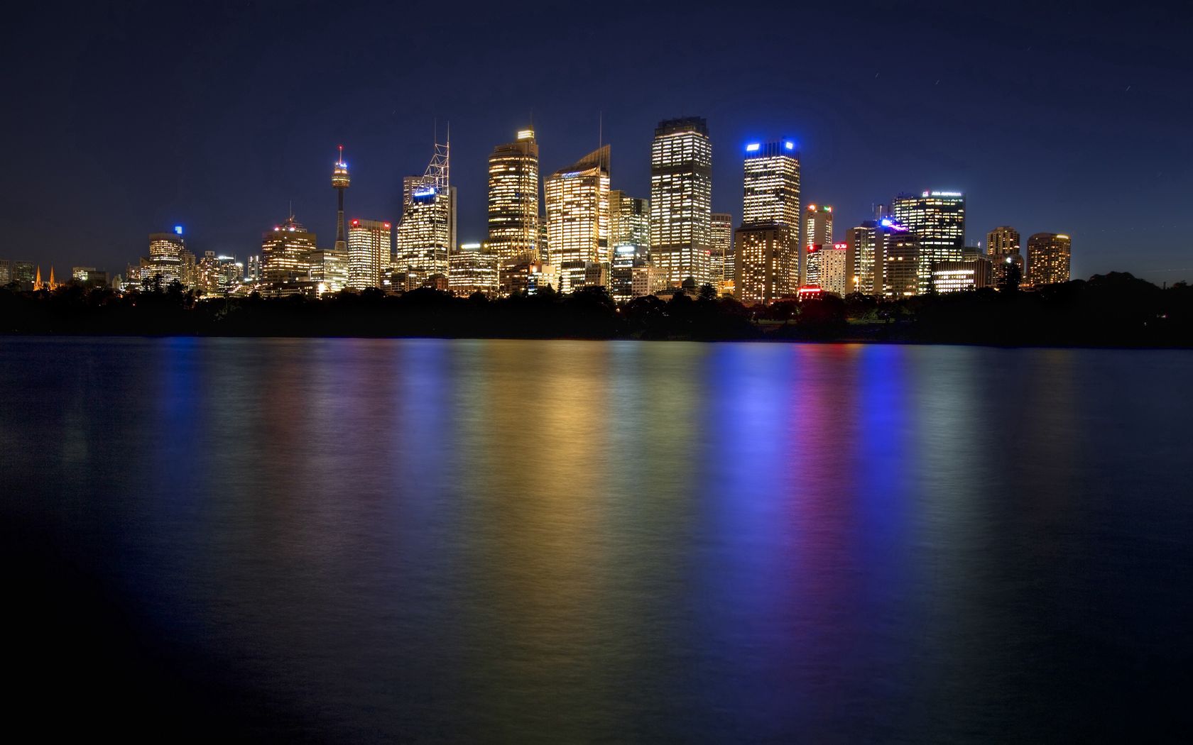 Free download wallpaper Sydney, Reflection, Skyscrapers, Cities, Australia, Night on your PC desktop