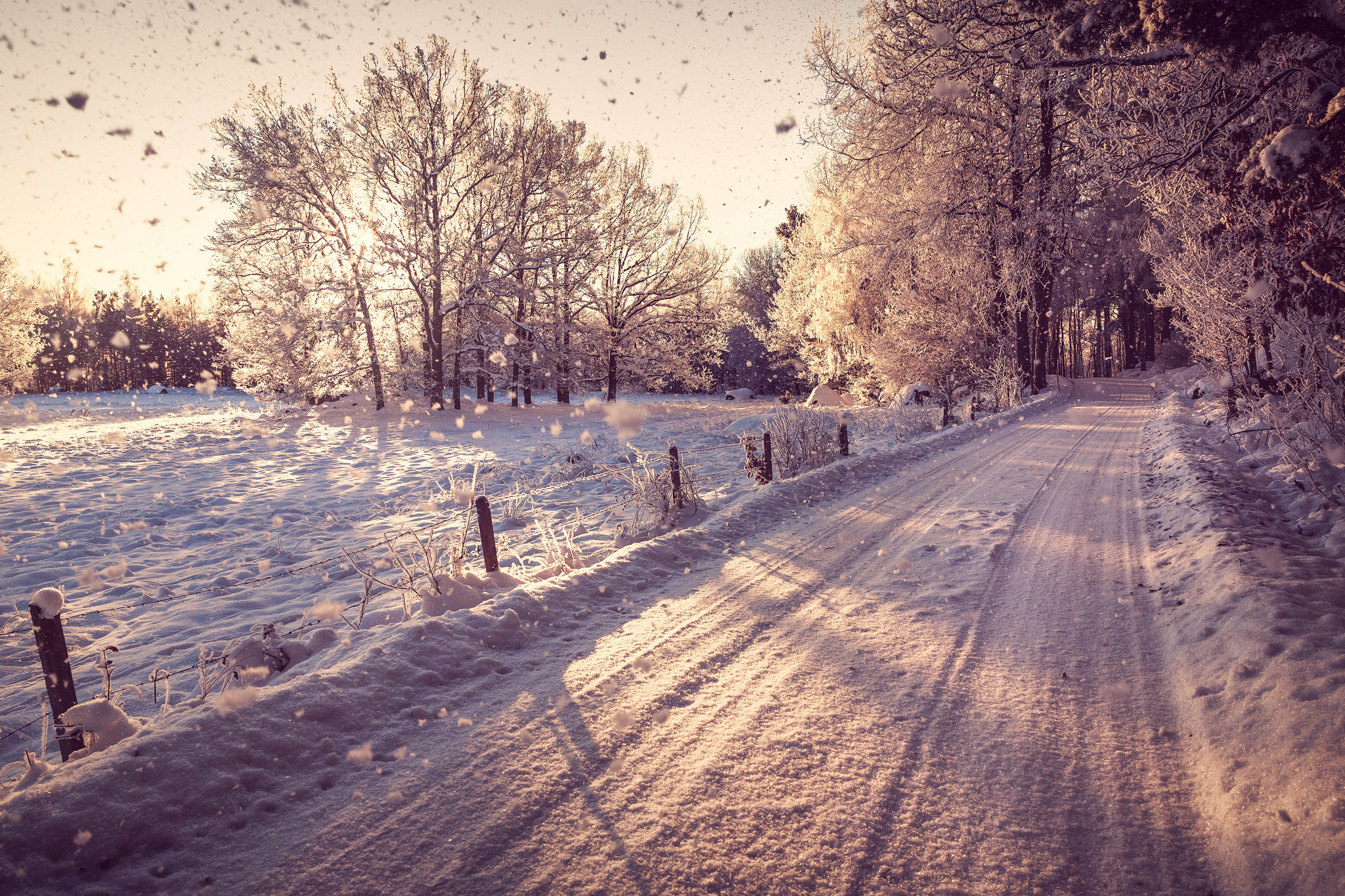 Download mobile wallpaper Winter, Roads, Snow, Landscape for free.