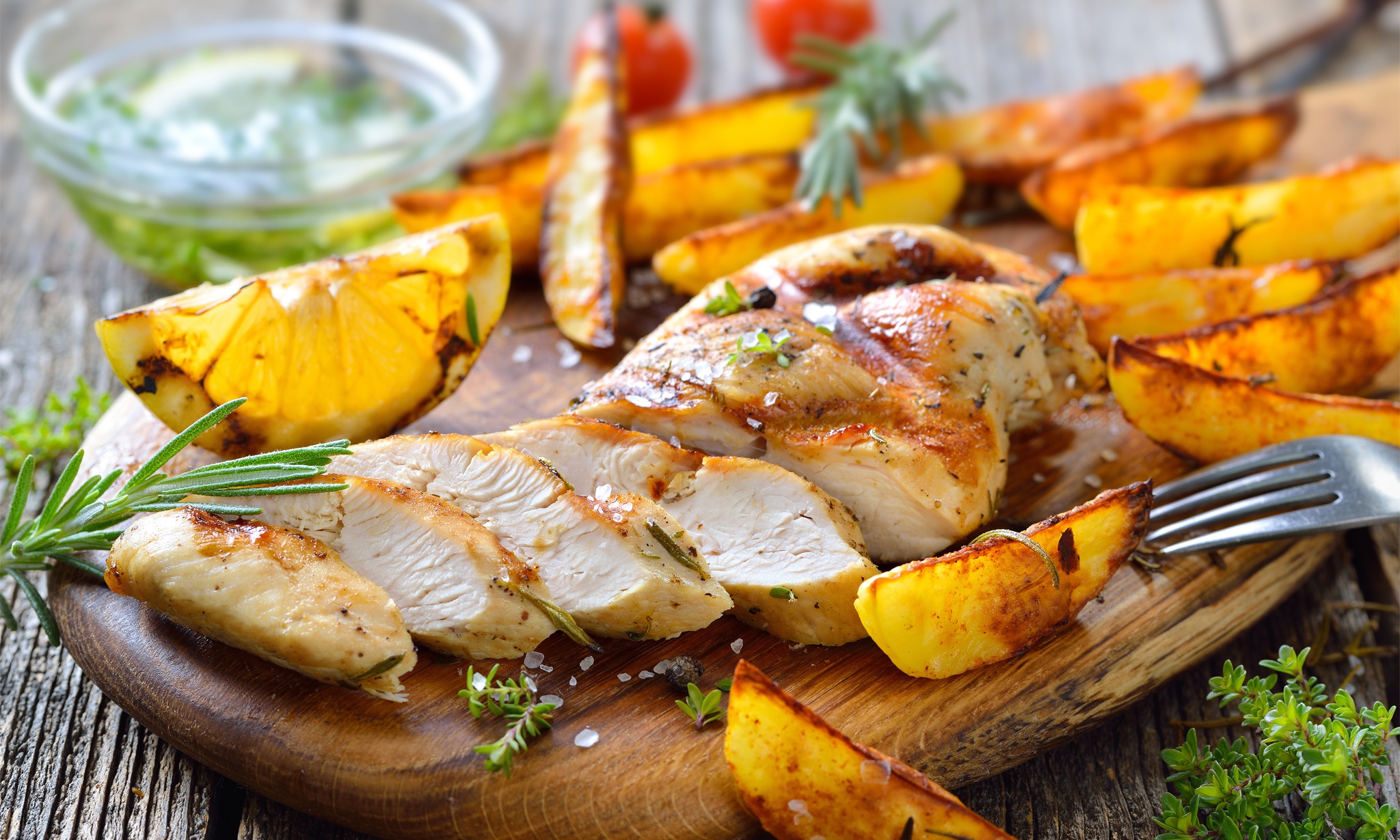 Download mobile wallpaper Food, Meat, Chicken, Potato for free.