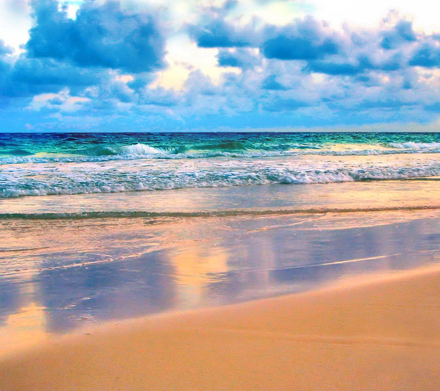 Скачать обои бесплатно Море, Облака, Пляж, Горизонт, Облако, Волна, Земля/природа картинка на рабочий стол ПК