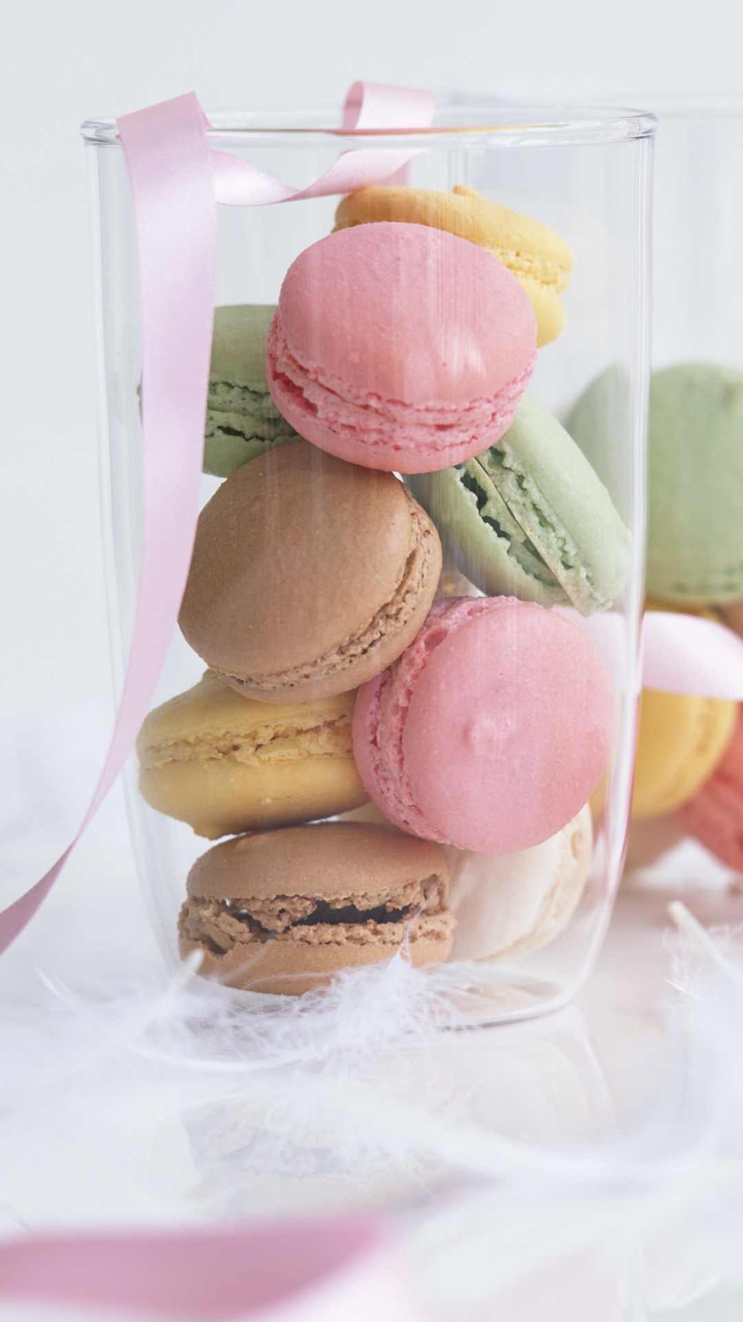 Download mobile wallpaper Food, Colors, Glass, Sweets, Macaron for free.
