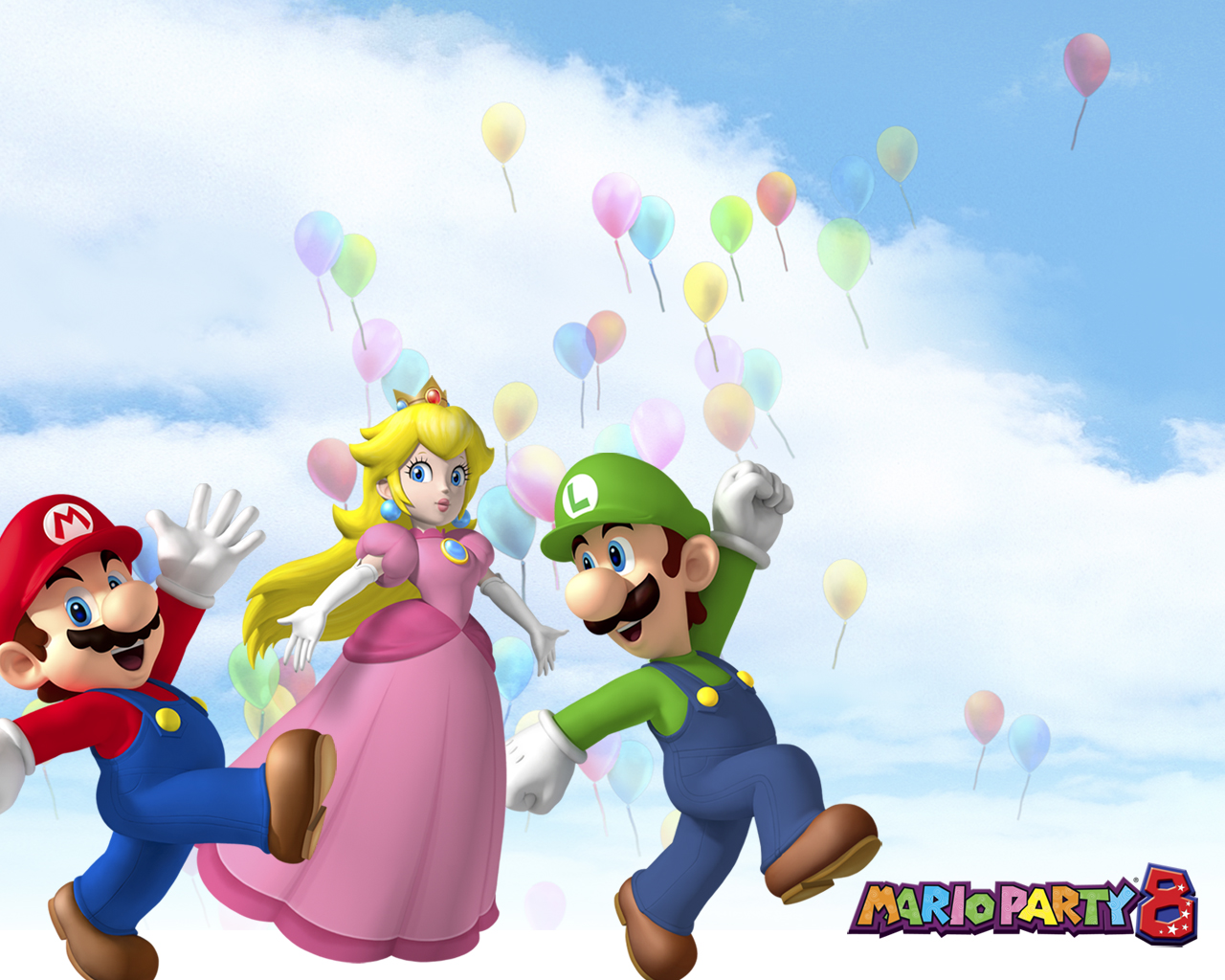 luigi, mario, video game, princess peach, mario party 8