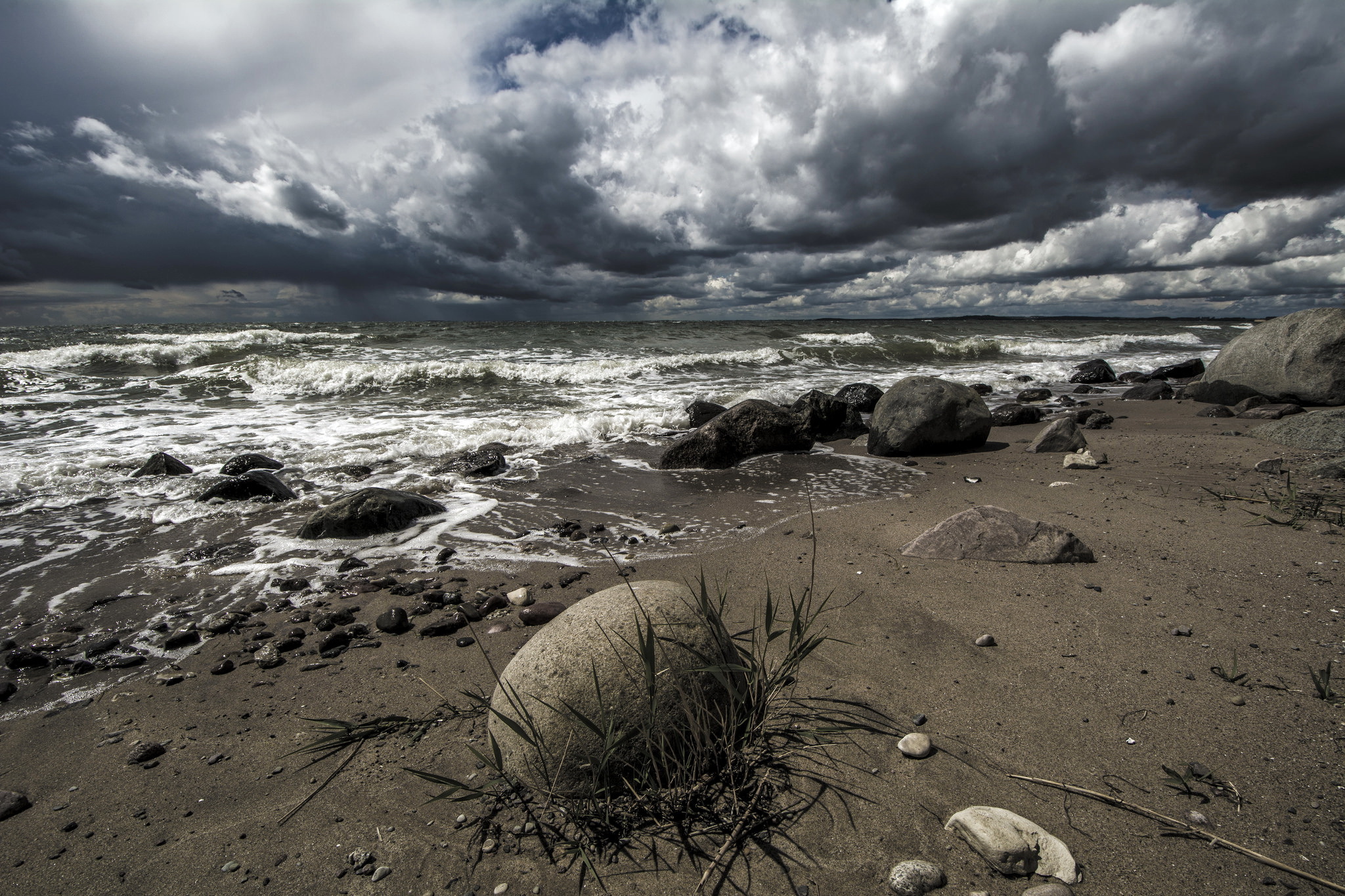 Download mobile wallpaper Nature, Sand, Horizon, Ocean, Earth, Cloud for free.