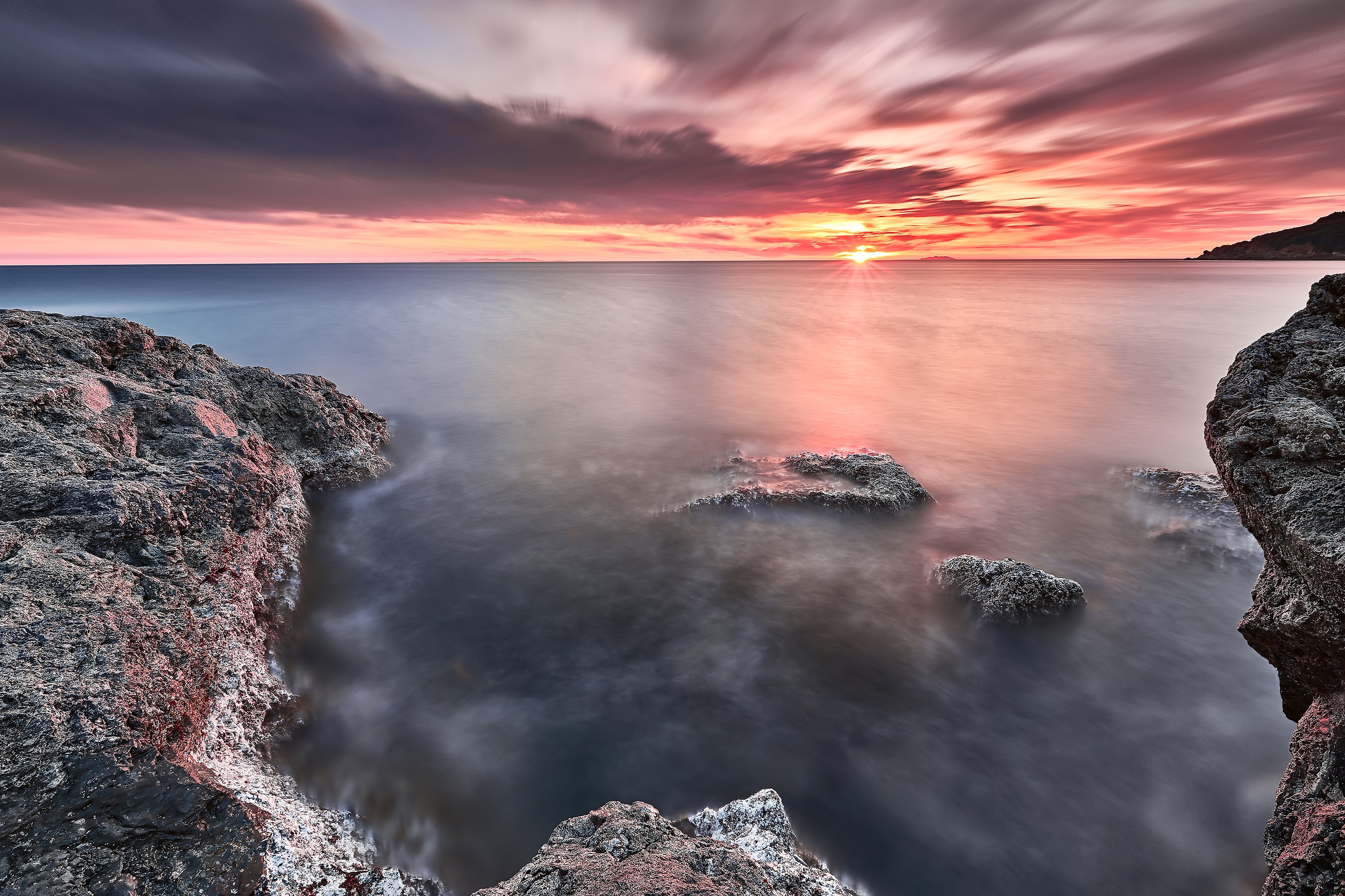 Download mobile wallpaper Nature, Sunset, Sea, Horizon, Ocean, Earth, Cloud for free.