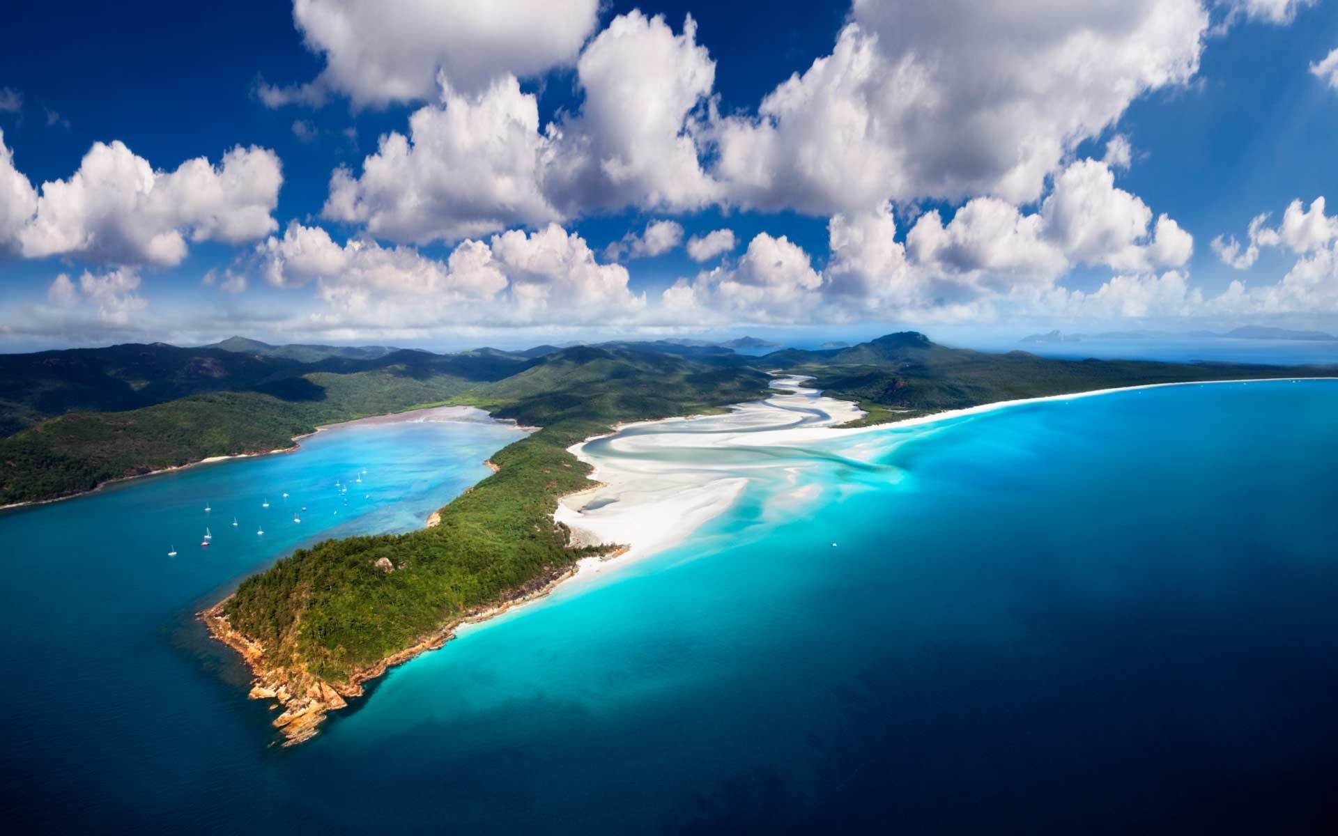 735370 завантажити шпалери земля, острів, австралія, синій, хмара, океан, квінсленд, острови трійці - заставки і картинки безкоштовно