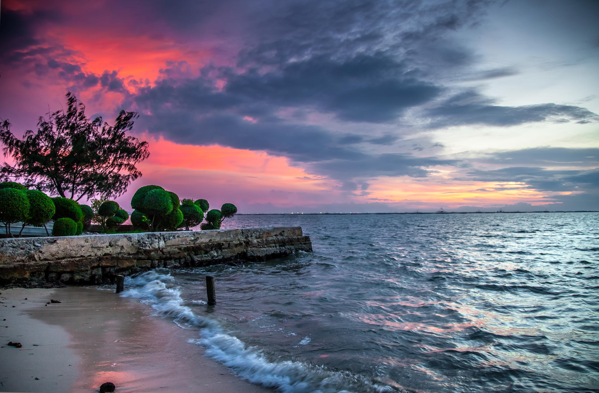 Download mobile wallpaper Sunset, Sea, Ocean, Earth, Coastline for free.