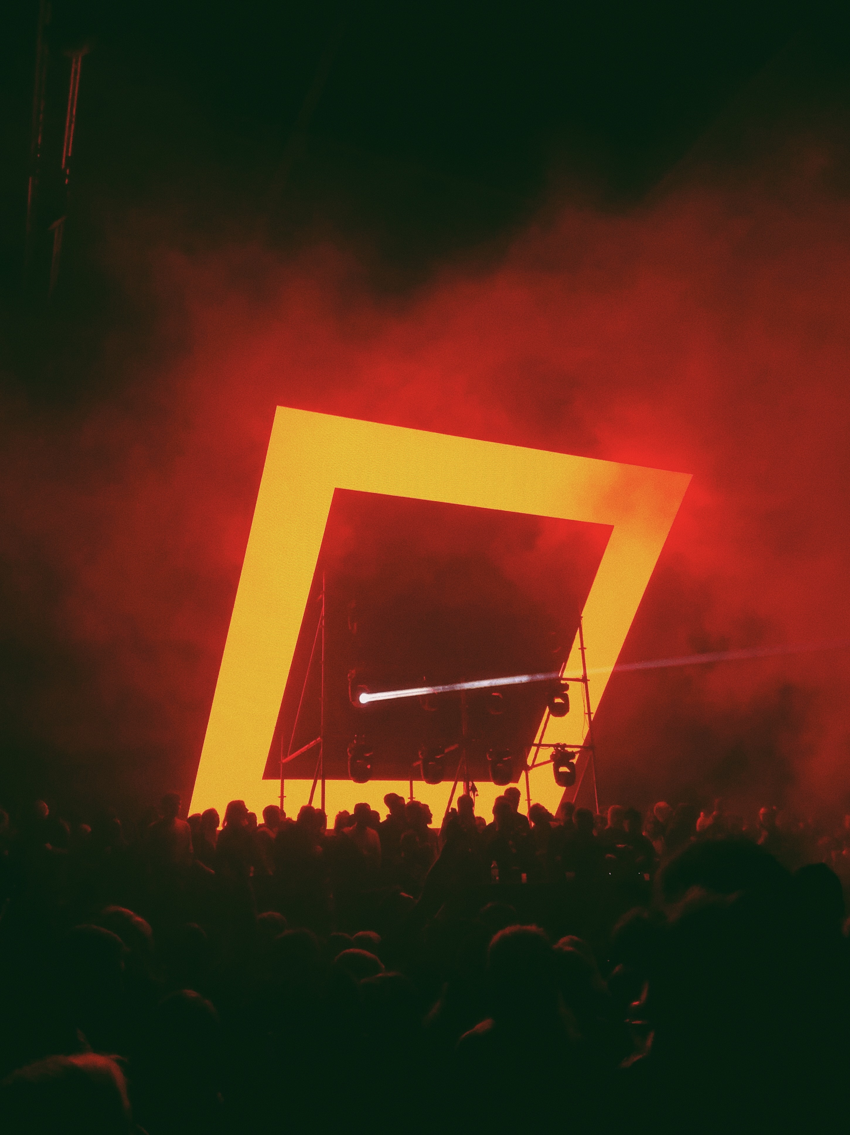 concert, crowd, music, silhouettes, neon, glow