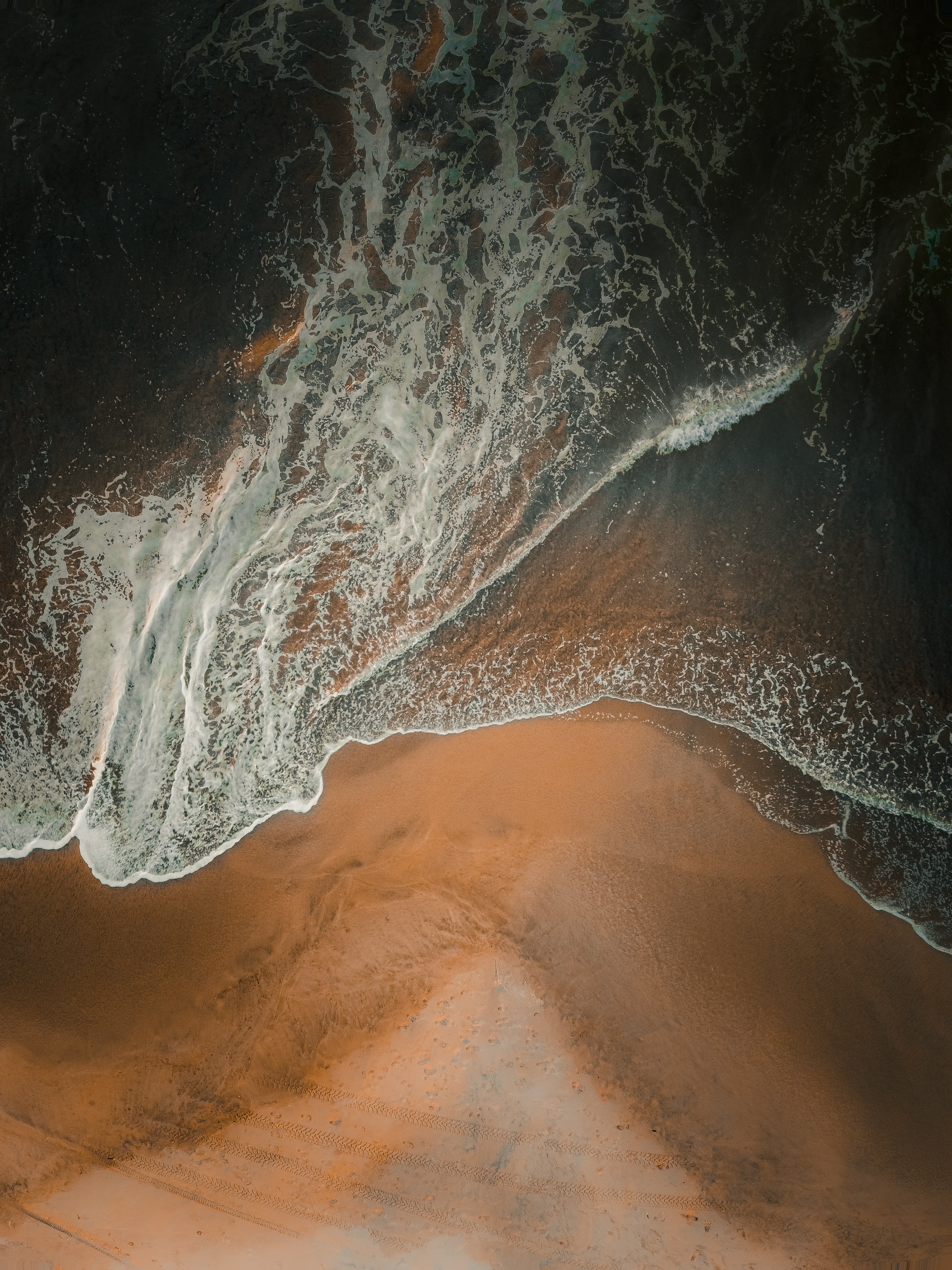 sand, beach, nature, view from above, wave