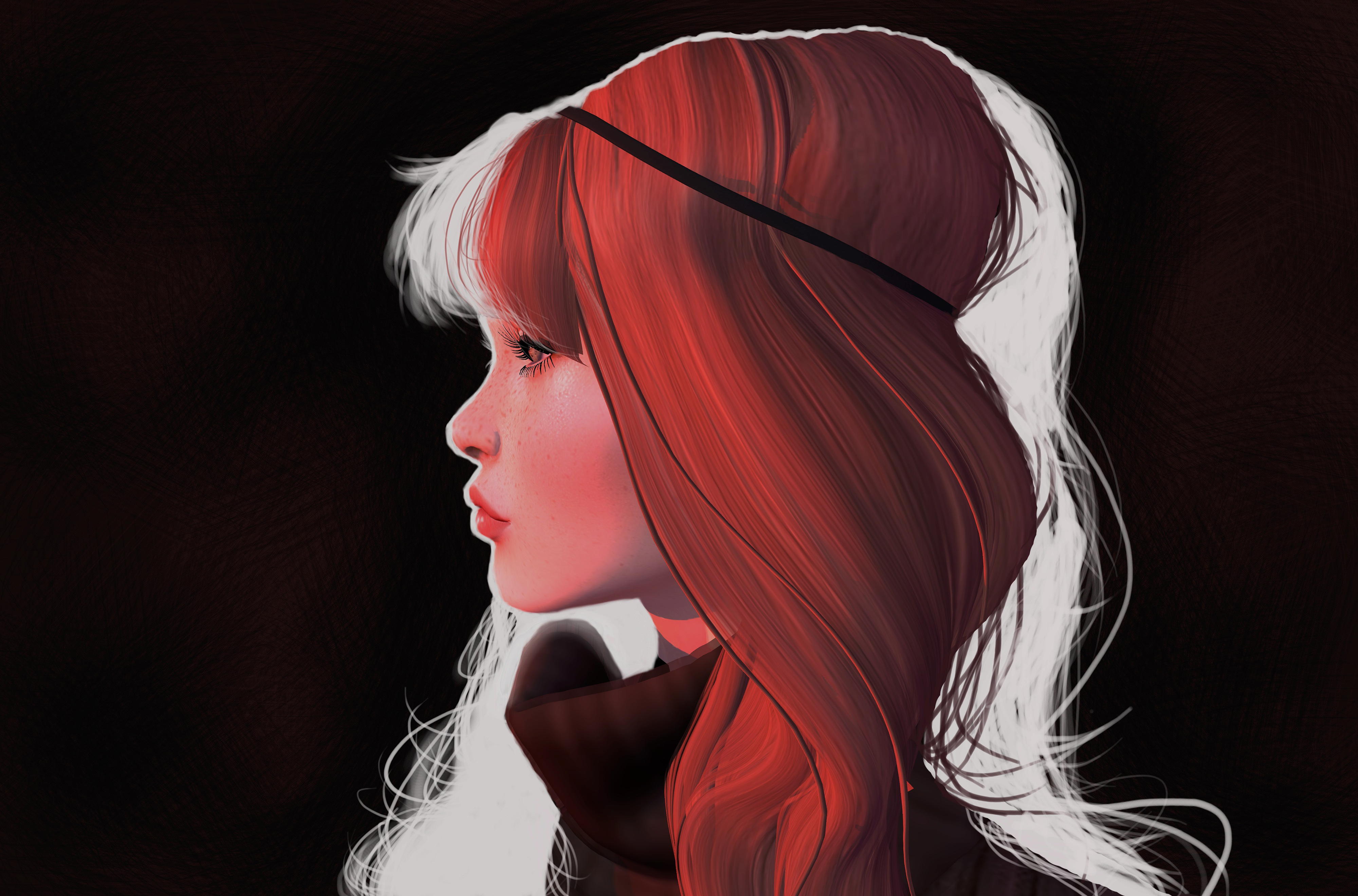 Free download wallpaper Fantasy, Redhead, Profile, Women on your PC desktop