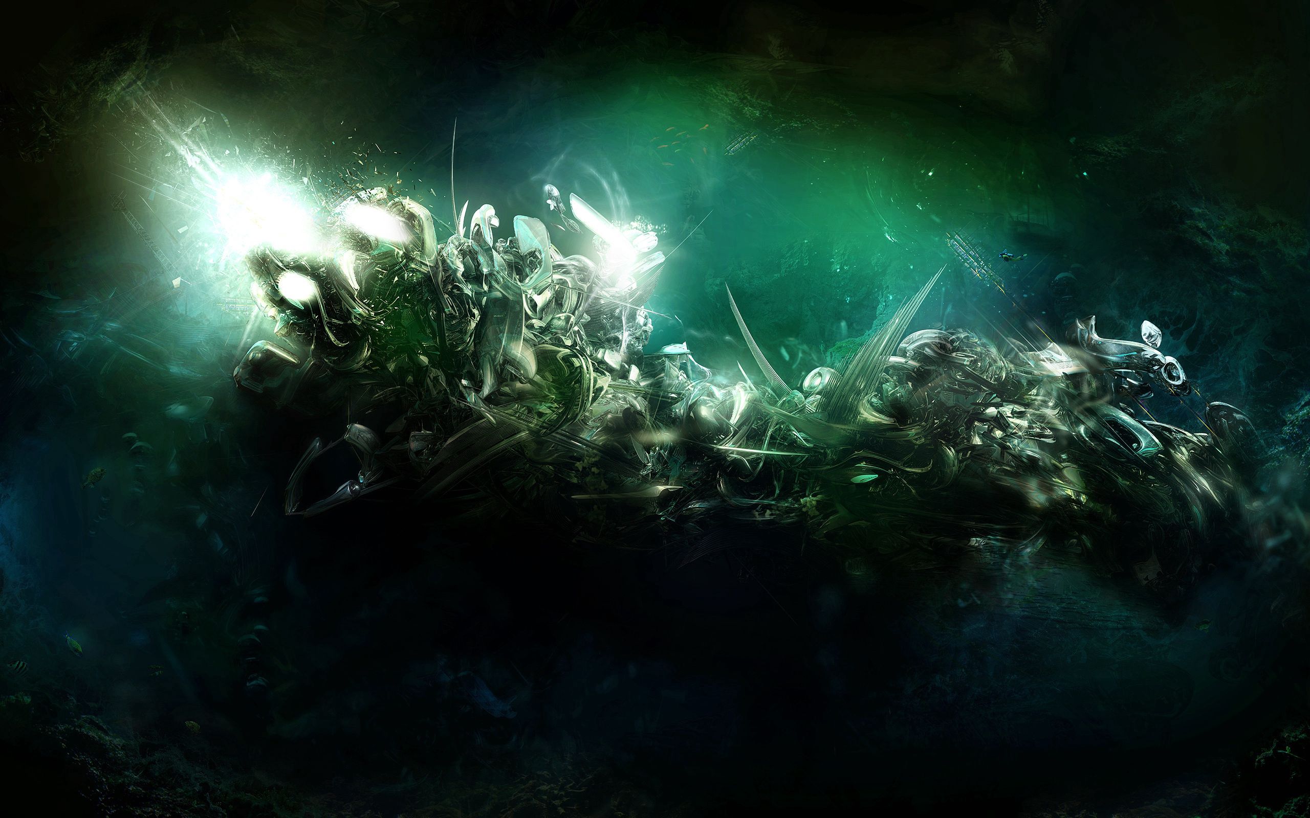 explosion, abstract, background, green, flight HD wallpaper