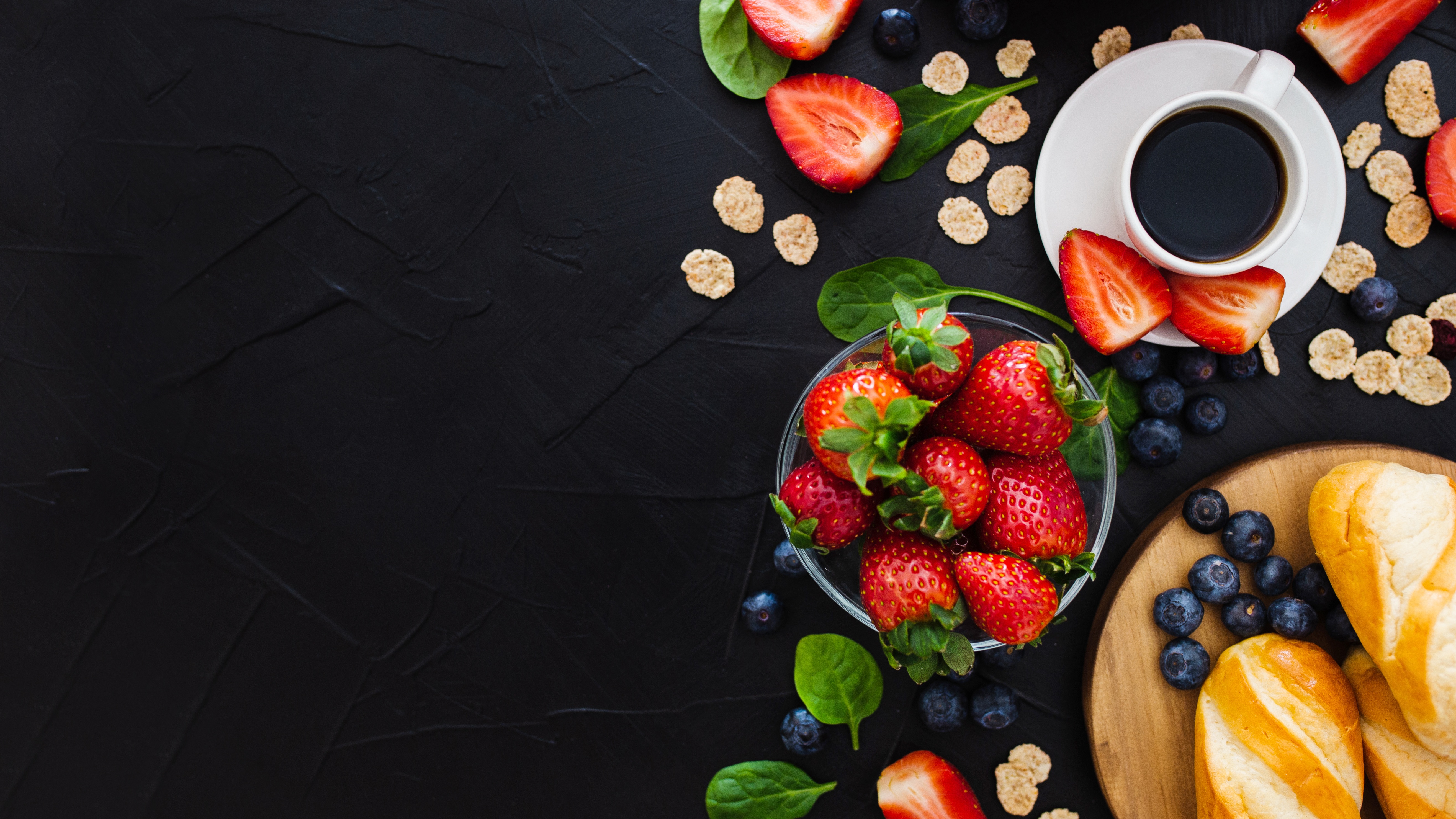 Free download wallpaper Food, Strawberry, Blueberry, Coffee, Still Life, Cup, Berry, Fruit, Breakfast on your PC desktop