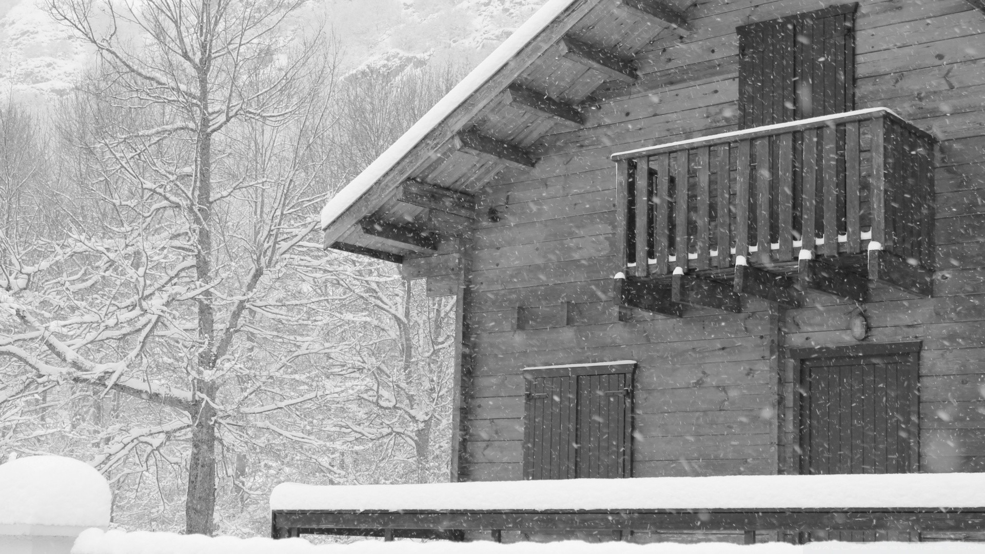 Download mobile wallpaper Winter, Architecture, Snow, Building, Snowflake, Photography, Season, Place, Black & White for free.