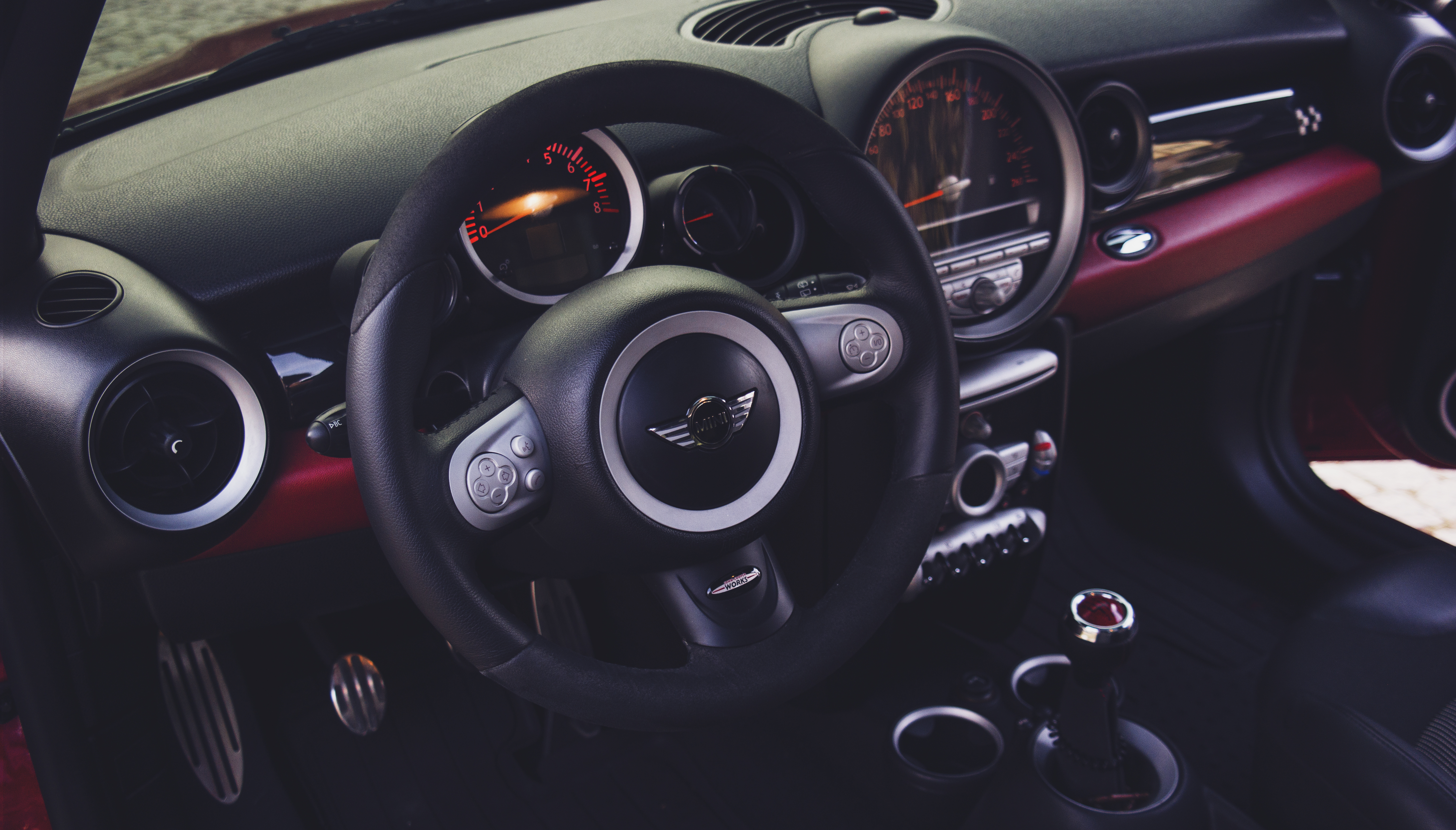 rudder, mini cooper, car interior, cars, steering wheel, vehicle interior HD wallpaper