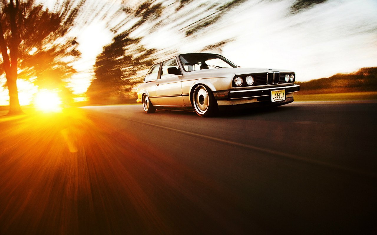 Download mobile wallpaper Transport, Roads, Sunset, Auto, Bmw for free.
