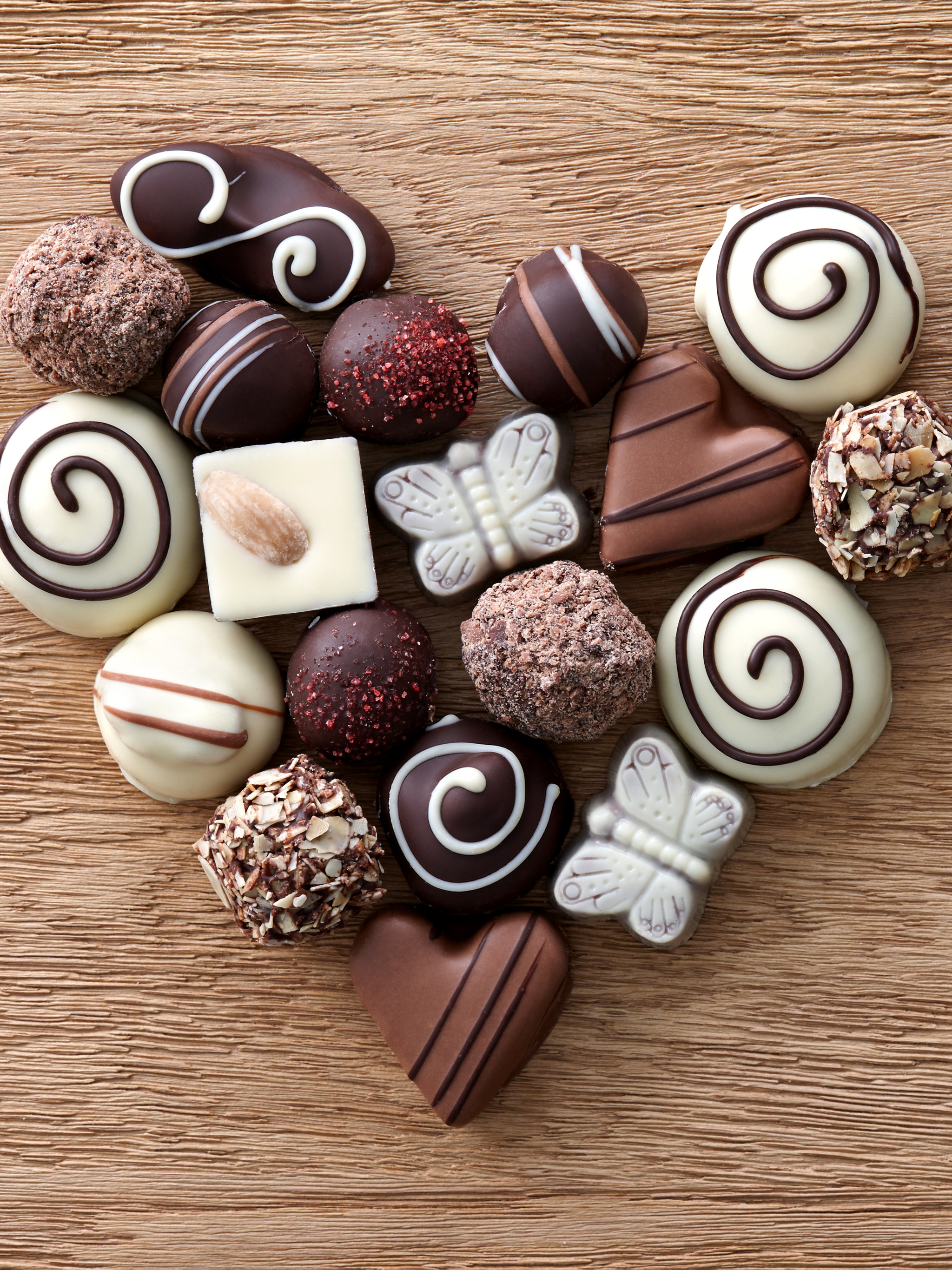 Download mobile wallpaper Food, Chocolate, Sweets, Heart Shaped for free.