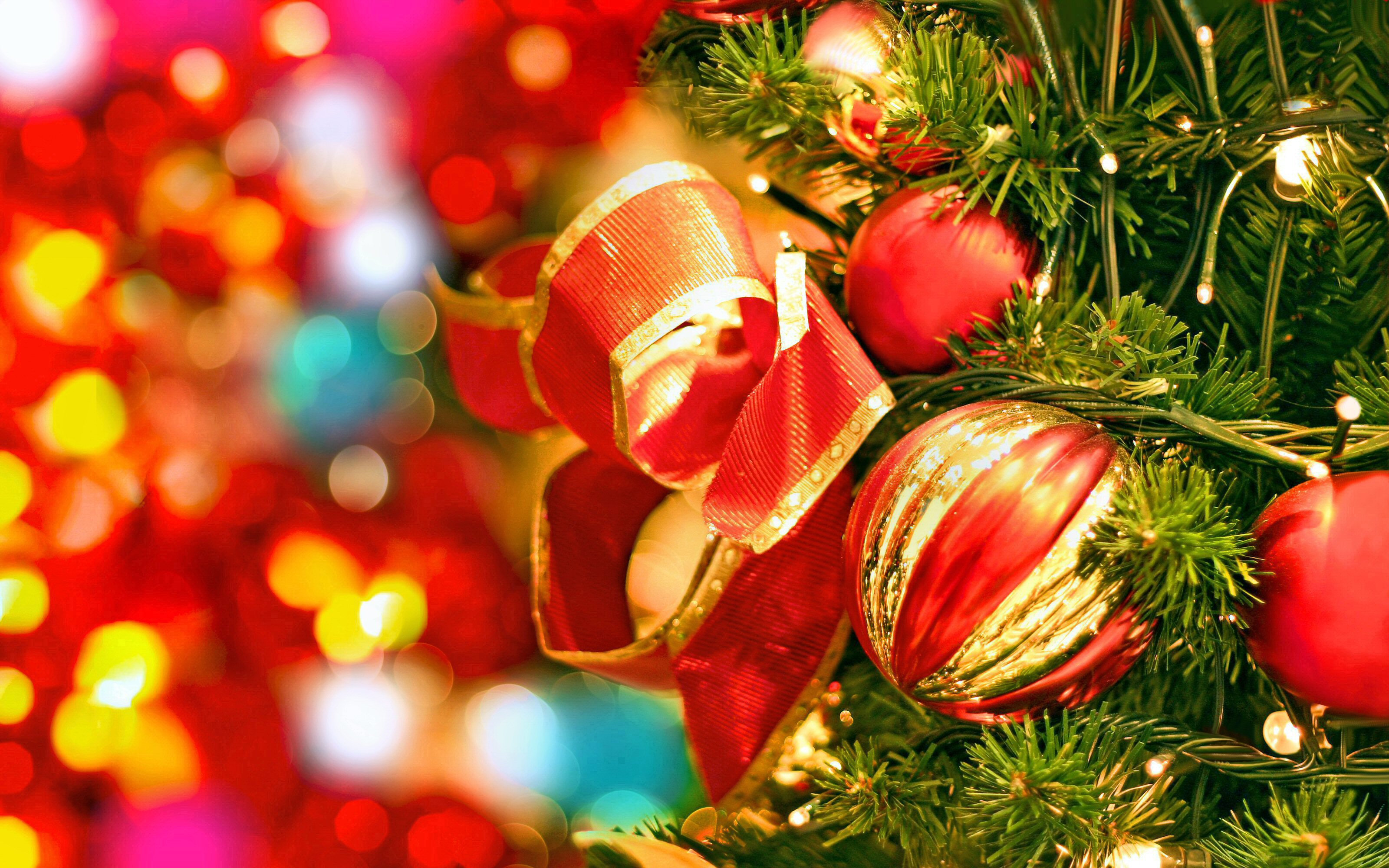 Baixar papel de parede para celular de Natal, Colorido, Bokeh, Enfeites De Natal, Feriados gratuito.