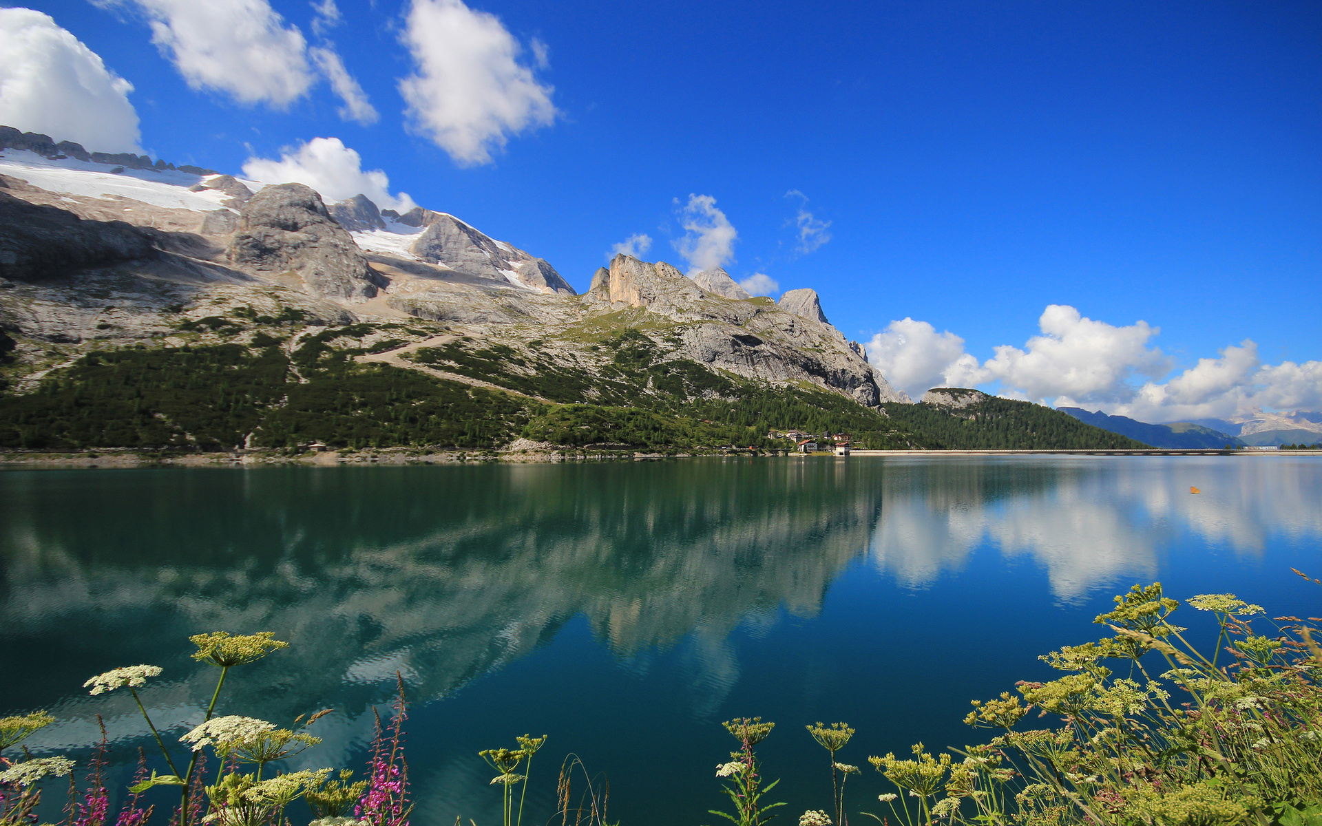 PCデスクトップに川, 湖, イタリア, 山, 反射, 地球, ラゴ フェダイア画像を無料でダウンロード
