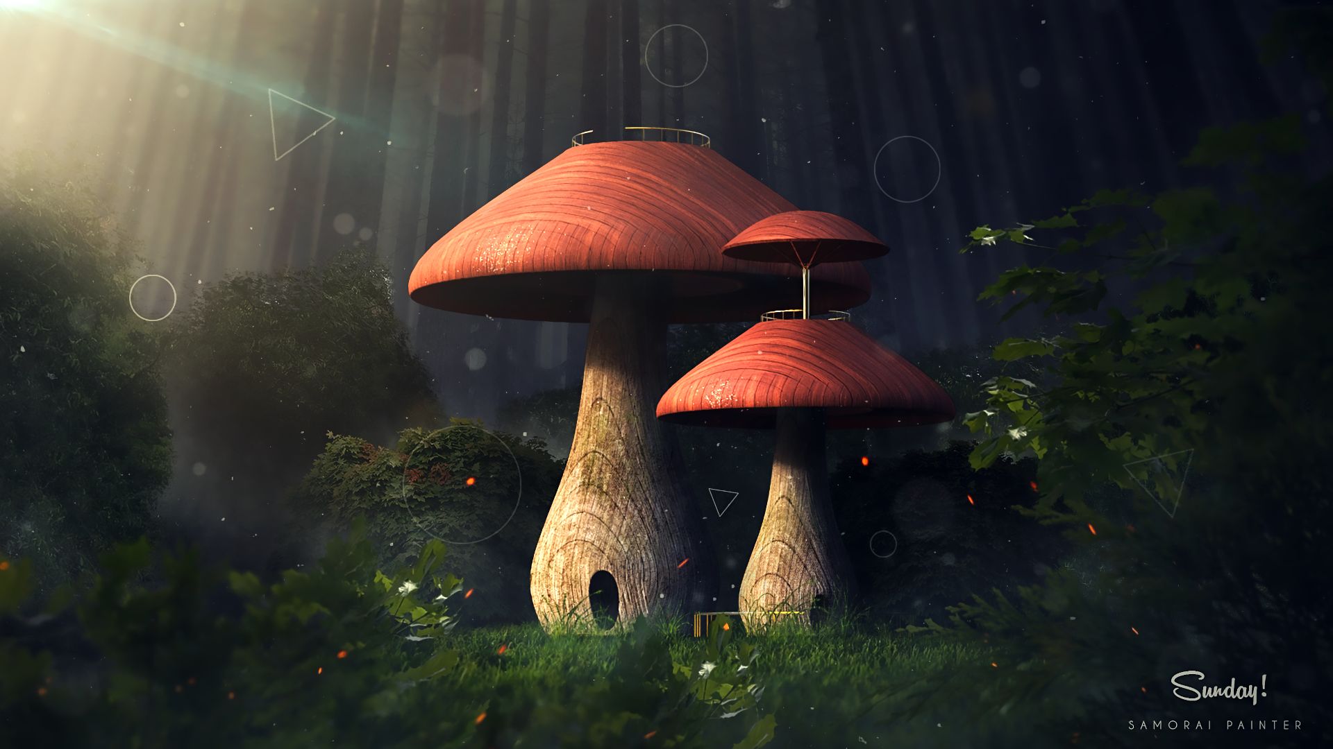 Download mobile wallpaper Fantasy, Forest, Mushroom, Artistic for free.