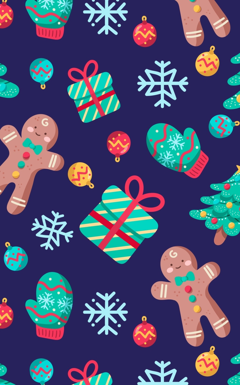 無料モバイル壁紙クリスマス, クッキー, パターン, クリスマスツリー, スノーフレーク, ジンジャーブレッド, ホリデーをダウンロードします。