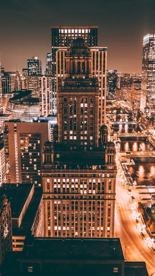 無料モバイル壁紙都市, 街, 超高層ビル, 建物, 光, シカゴ, 夜, アメリカ合衆国, マンメイドをダウンロードします。