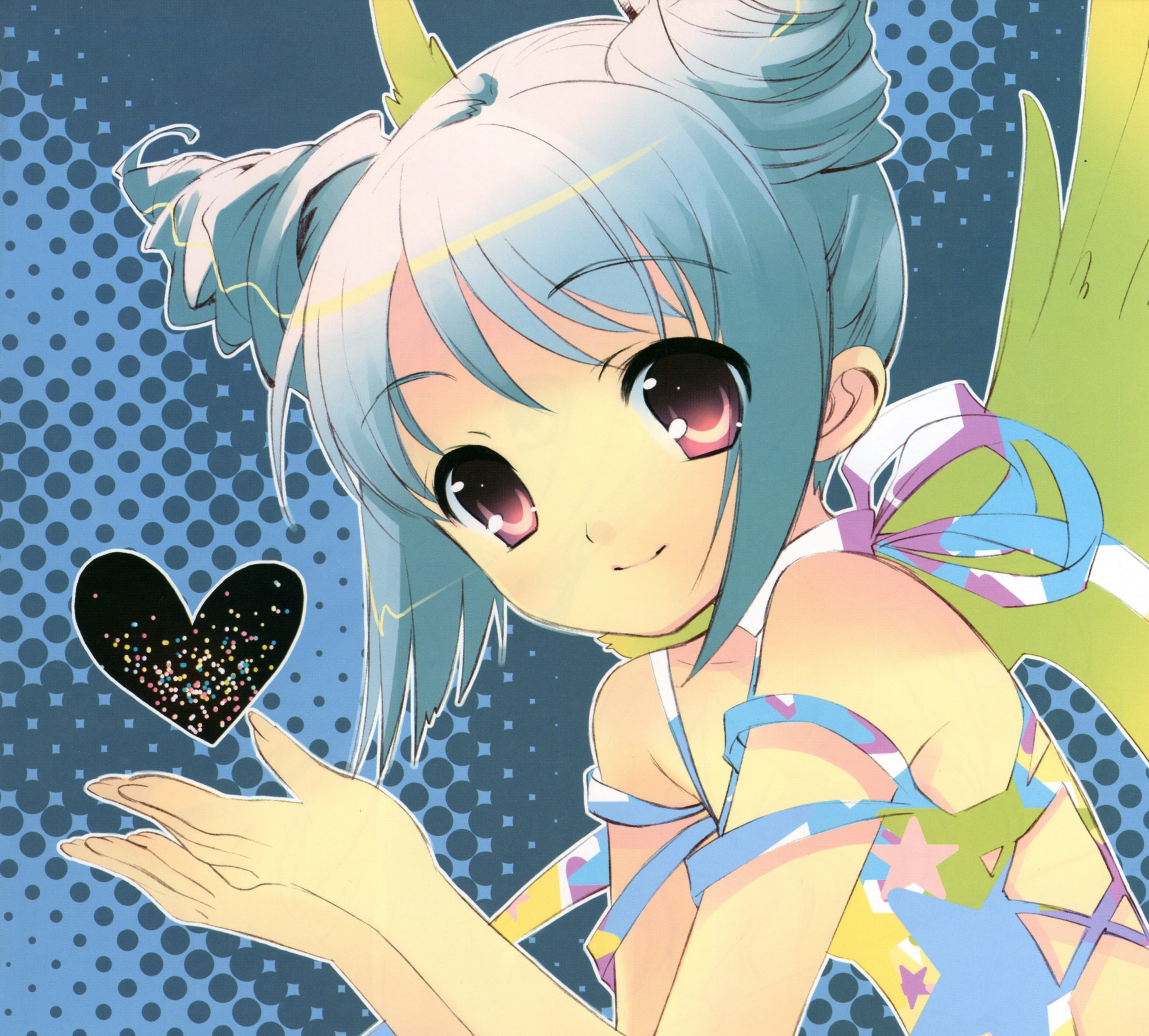 Free download wallpaper Anime, Smile, Wings, Heart, Original, Short Hair on your PC desktop