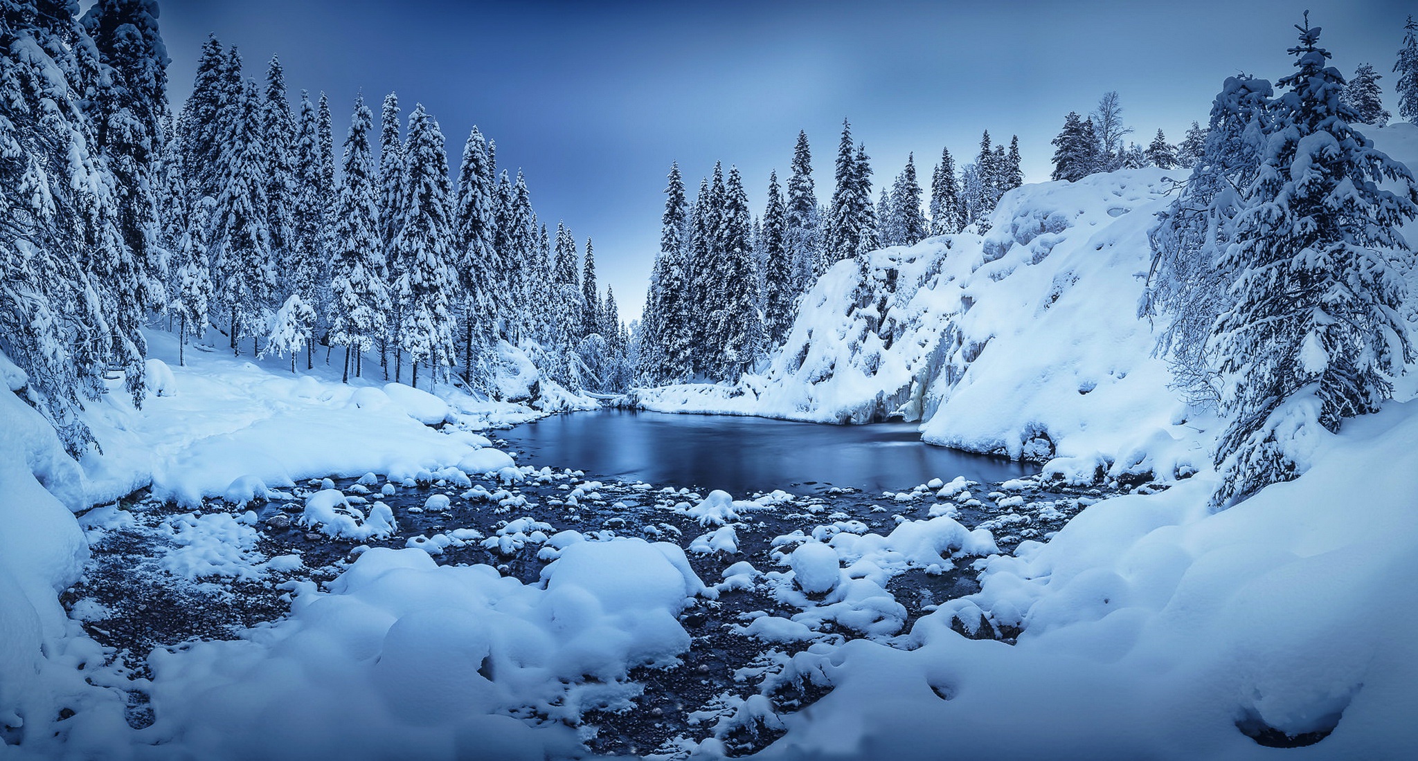 961764 baixar papel de parede terra/natureza, inverno, finlândia, natureza, rio, neve - protetores de tela e imagens gratuitamente