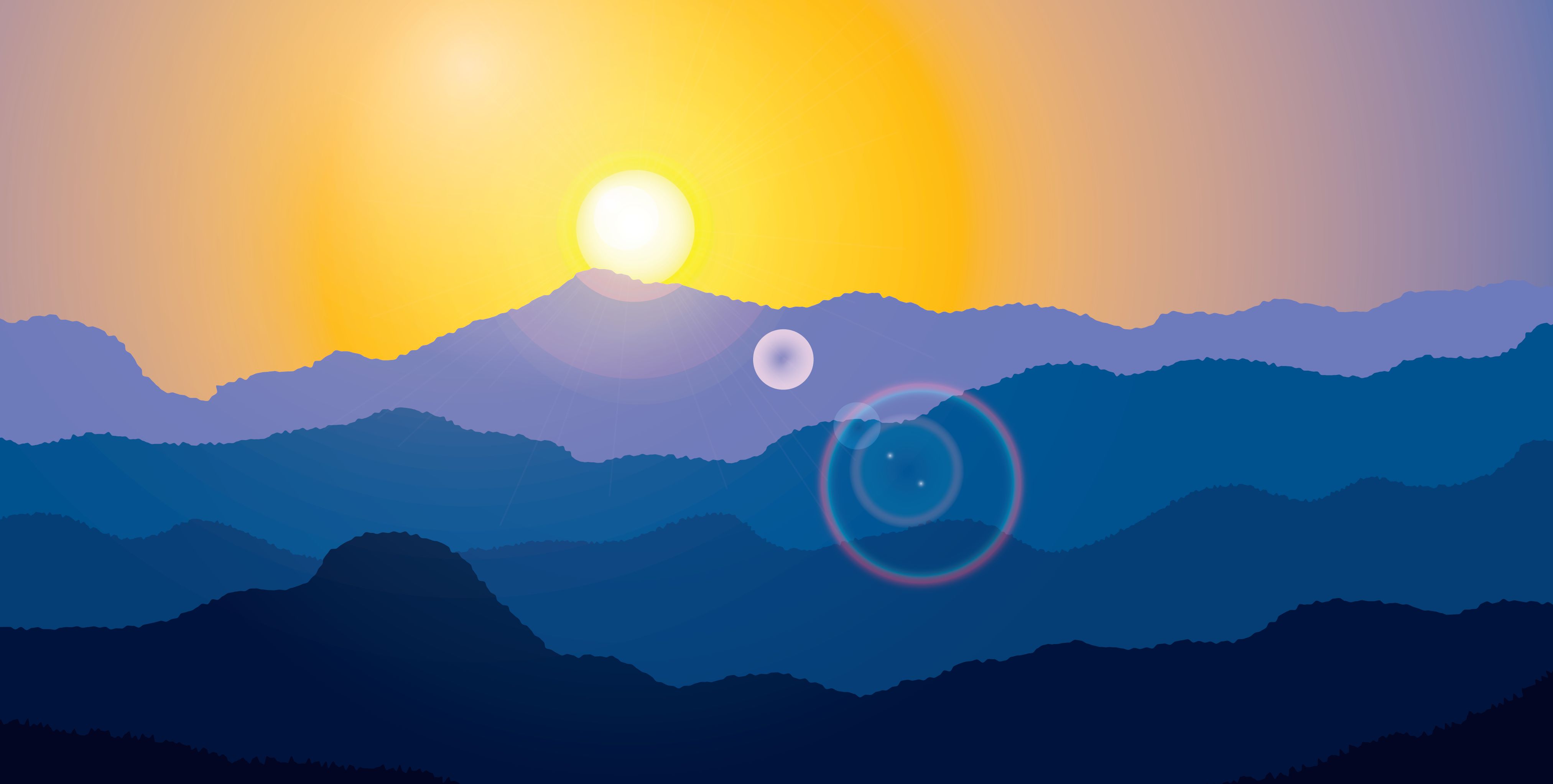 Download mobile wallpaper Sunset, Sun, Mountain, Artistic for free.