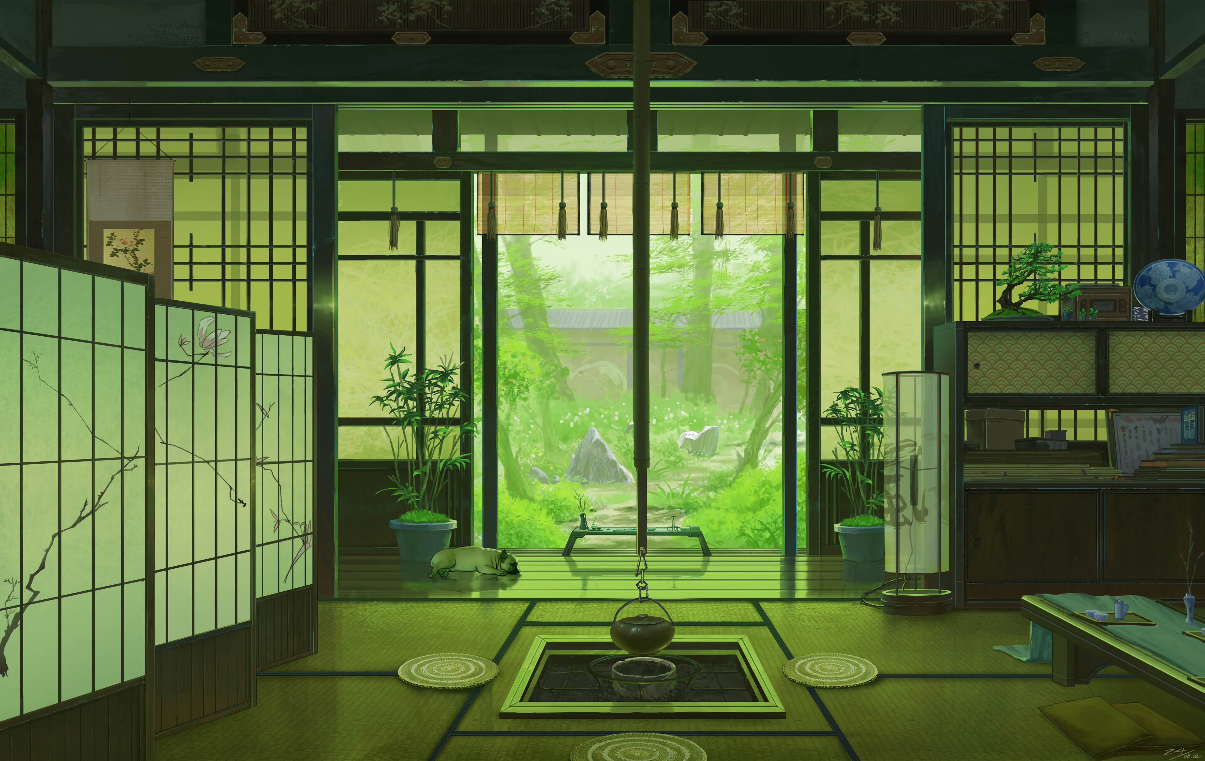 japan, art, interior, window, view
