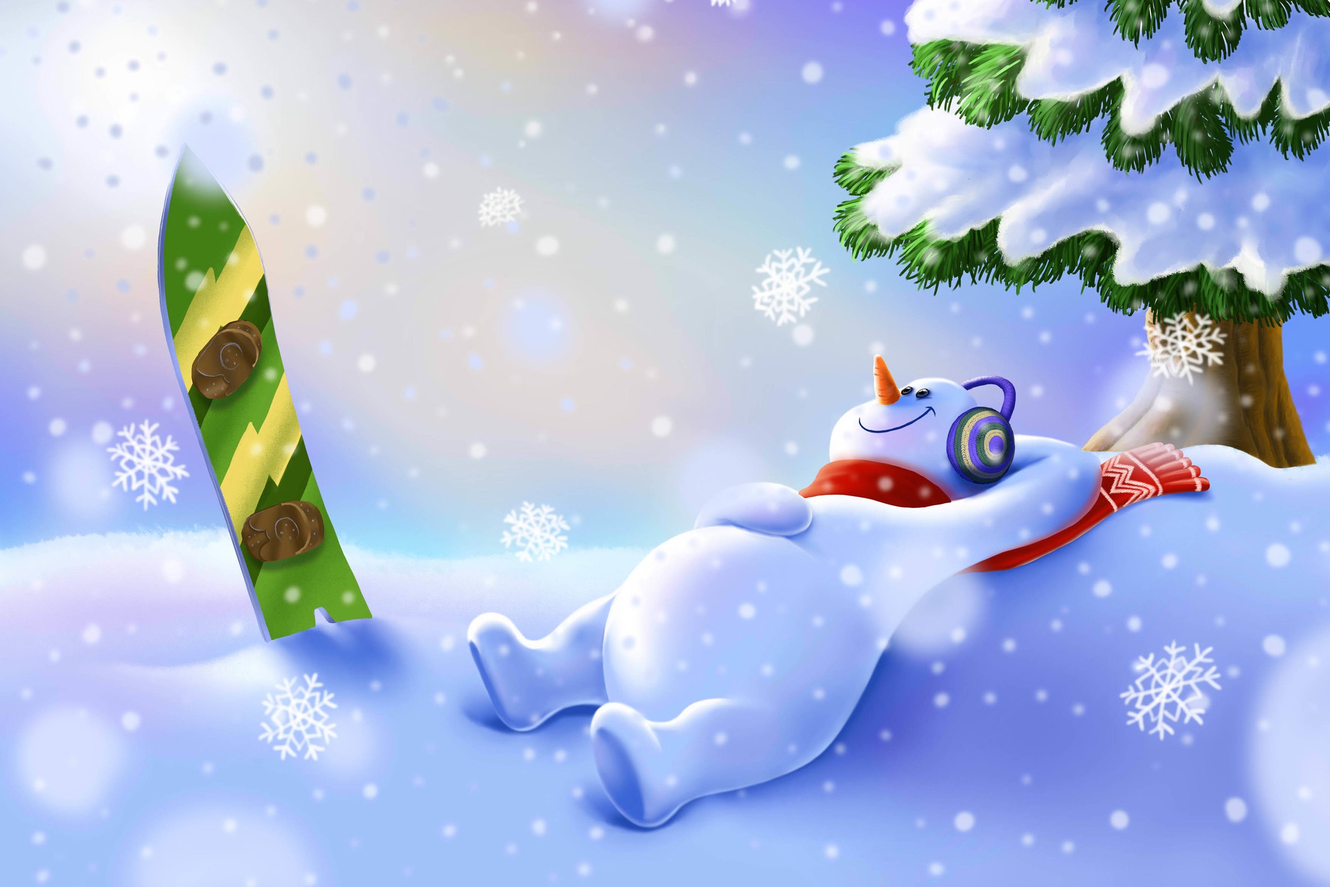 Free download wallpaper Winter, Snow, Snowman, Artistic, Snowflake on your PC desktop