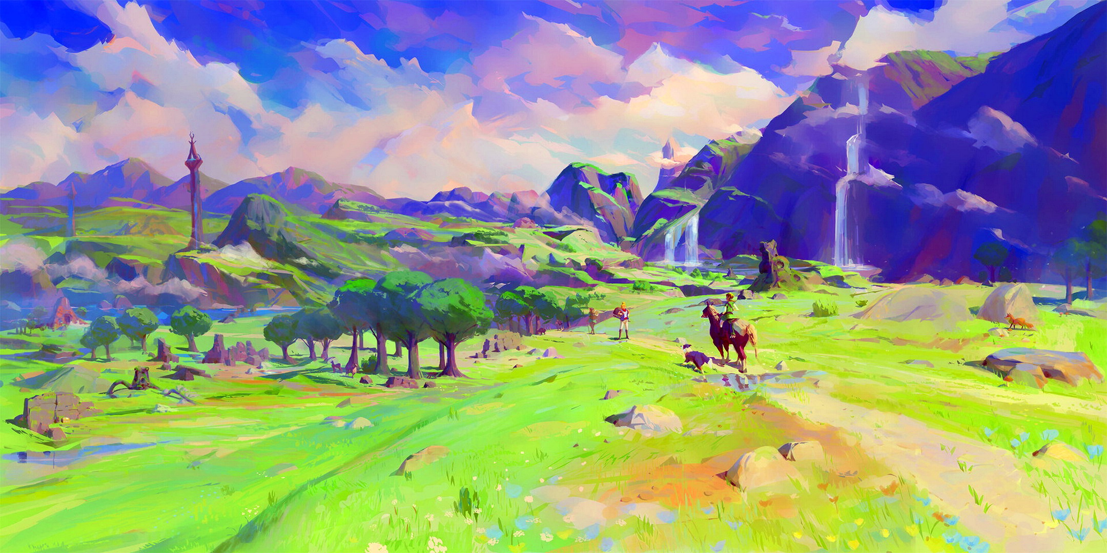 Laden Sie das Landschaft, Verknüpfung, Computerspiele, Zelda, The Legend Of Zelda: Breath Of The Wild-Bild kostenlos auf Ihren PC-Desktop herunter