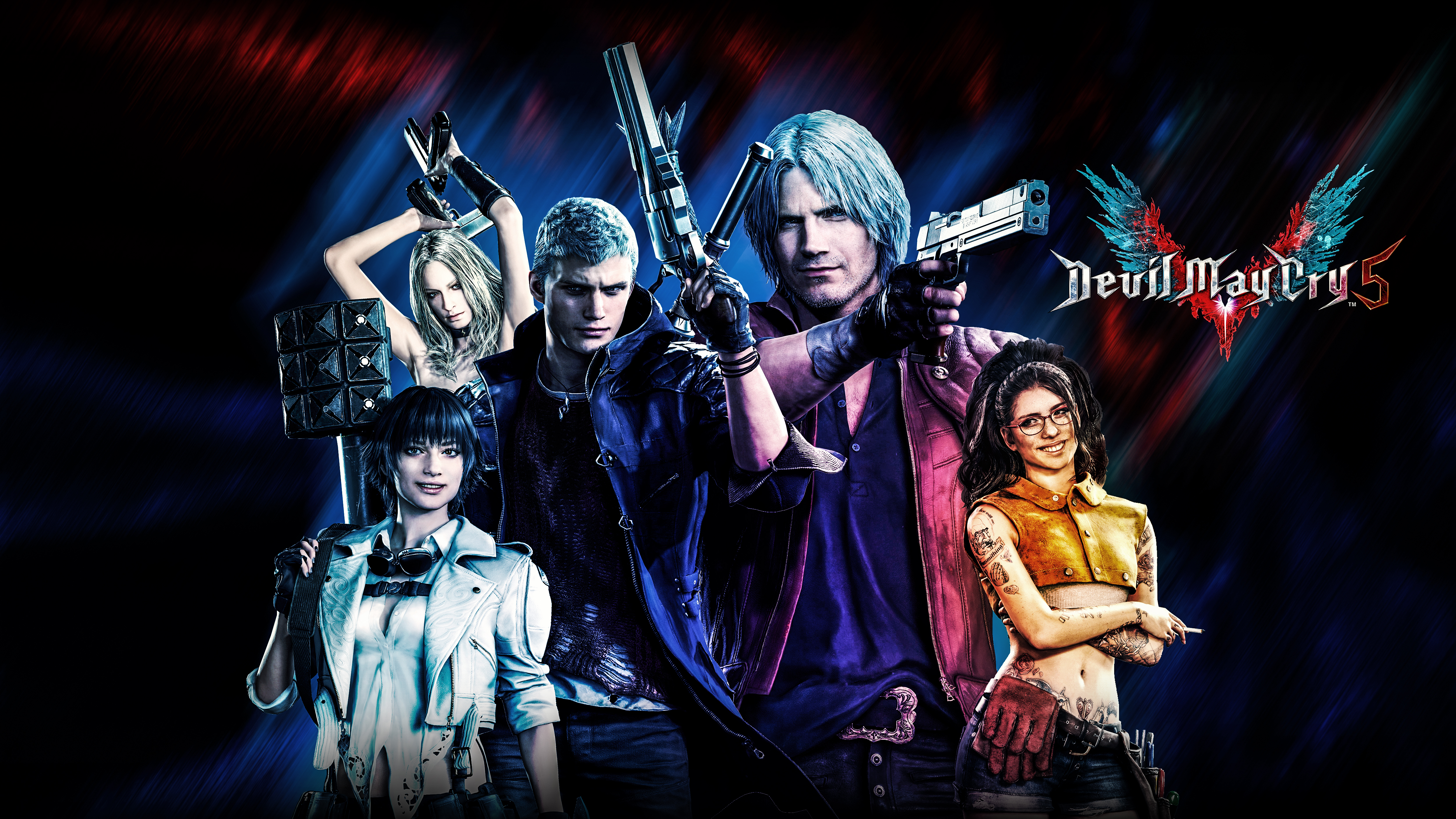 video game, devil may cry 5, dante (devil may cry), lady (devil may cry), nero (devil may cry), nico (devil may cry), trish (devil may cry), devil may cry