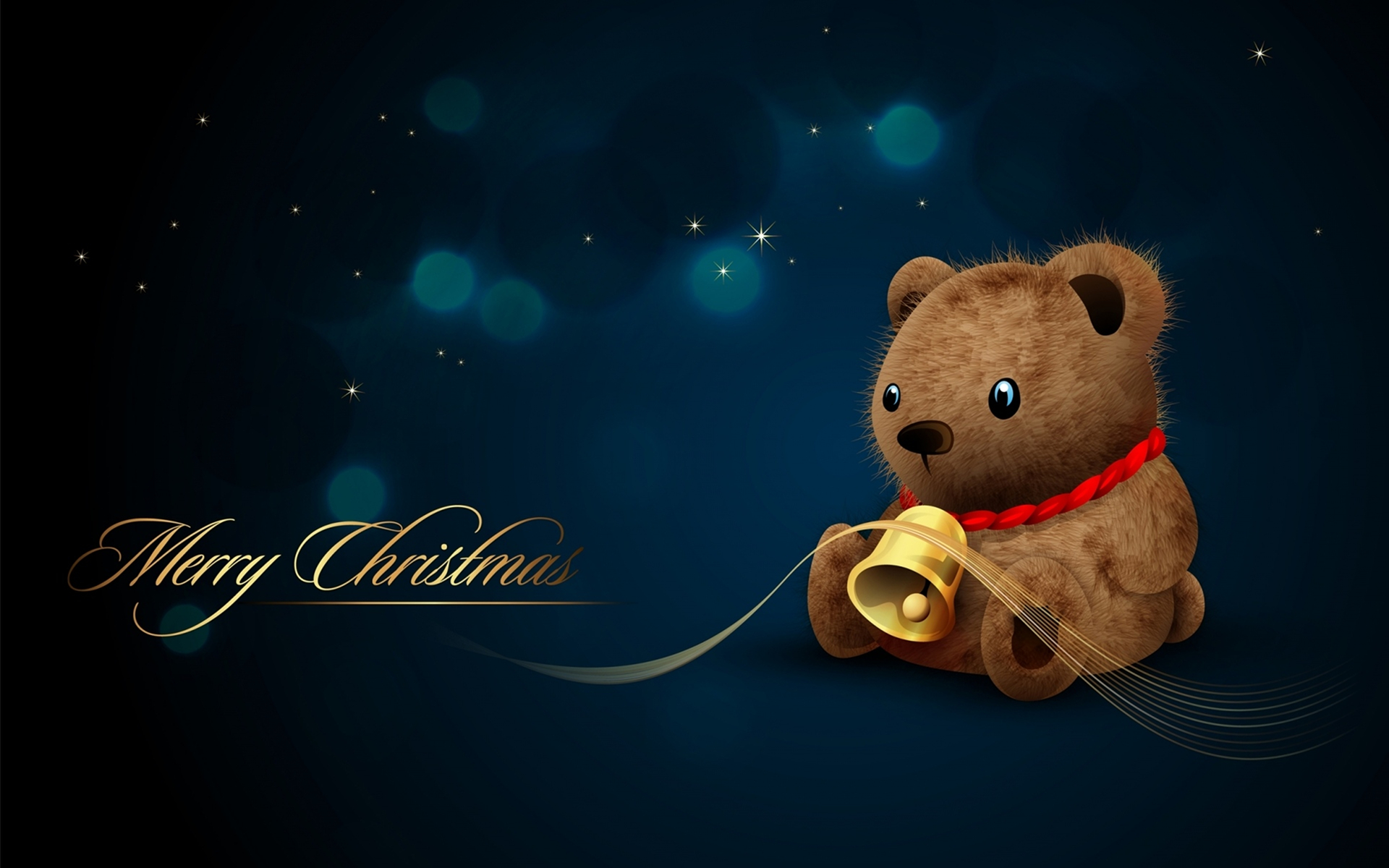 Laden Sie das Feiertage, Sterne, Weihnachten, Bär, Glocke, Nacht, Frohe Weihnachten-Bild kostenlos auf Ihren PC-Desktop herunter