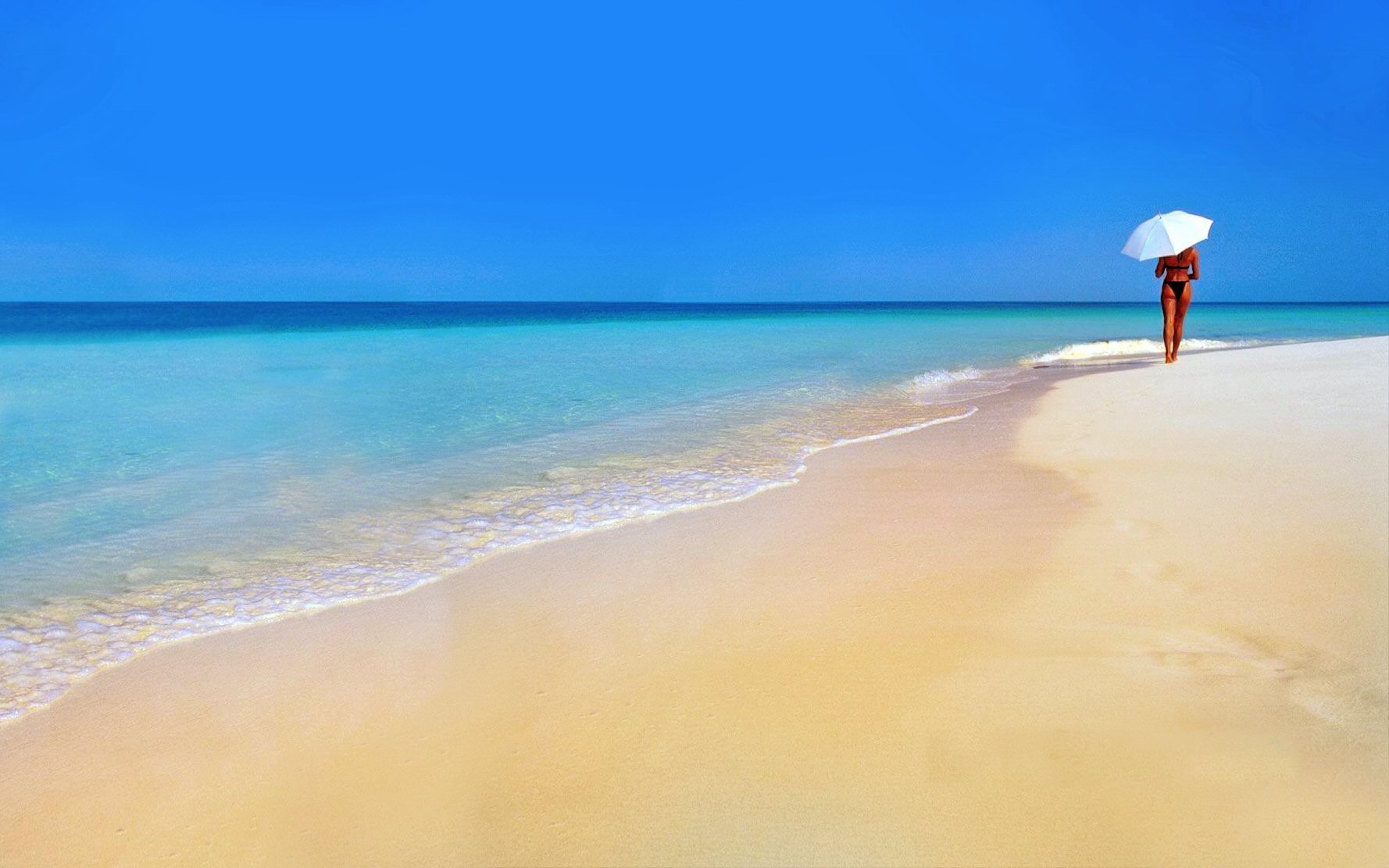 Download mobile wallpaper Sea, Beach, Horizon, Tropical, Sunny, Photography for free.