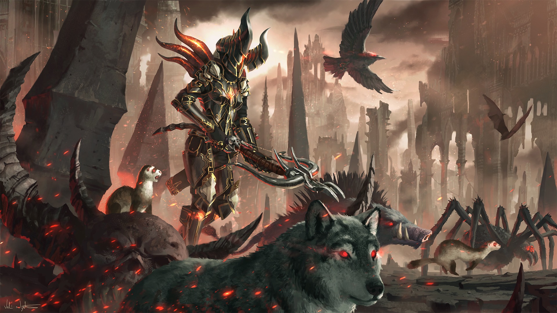 video game, diablo iii, armor, crossbow, demon hunter (diablo iii), wolf, diablo