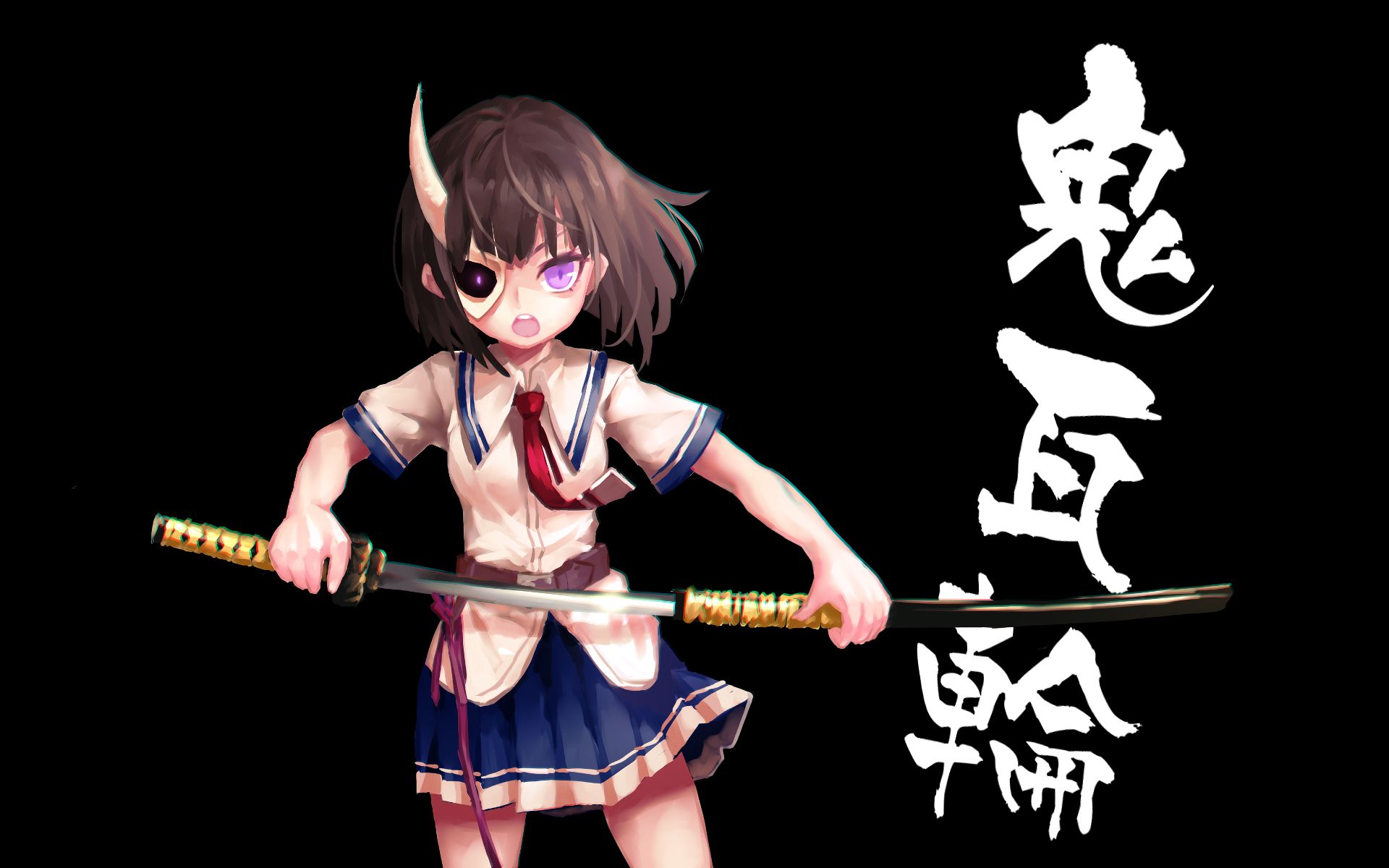 814977 Hintergrundbild herunterladen animes, armed girl's machiavellism, busou shoujo machiavellismus, katana, maske, rin onigawara - Bildschirmschoner und Bilder kostenlos
