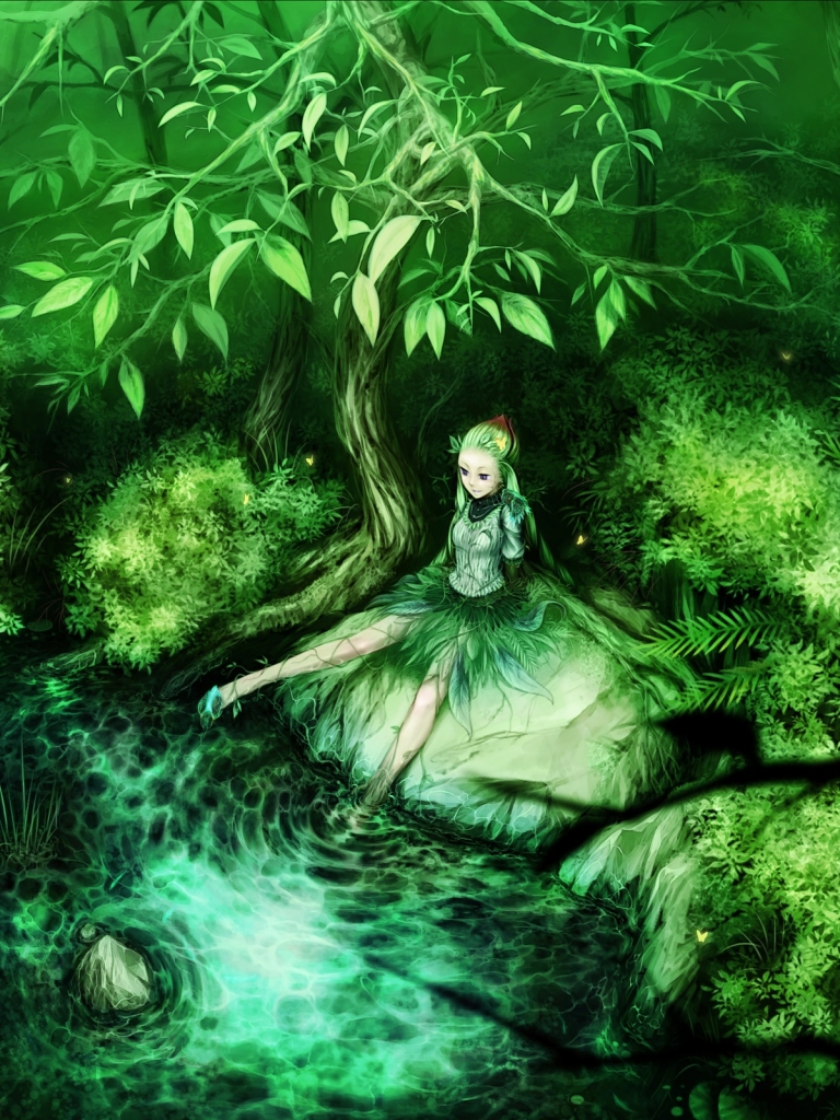 Download mobile wallpaper Fantasy, Forest, Tree, Pond, Fairy for free.