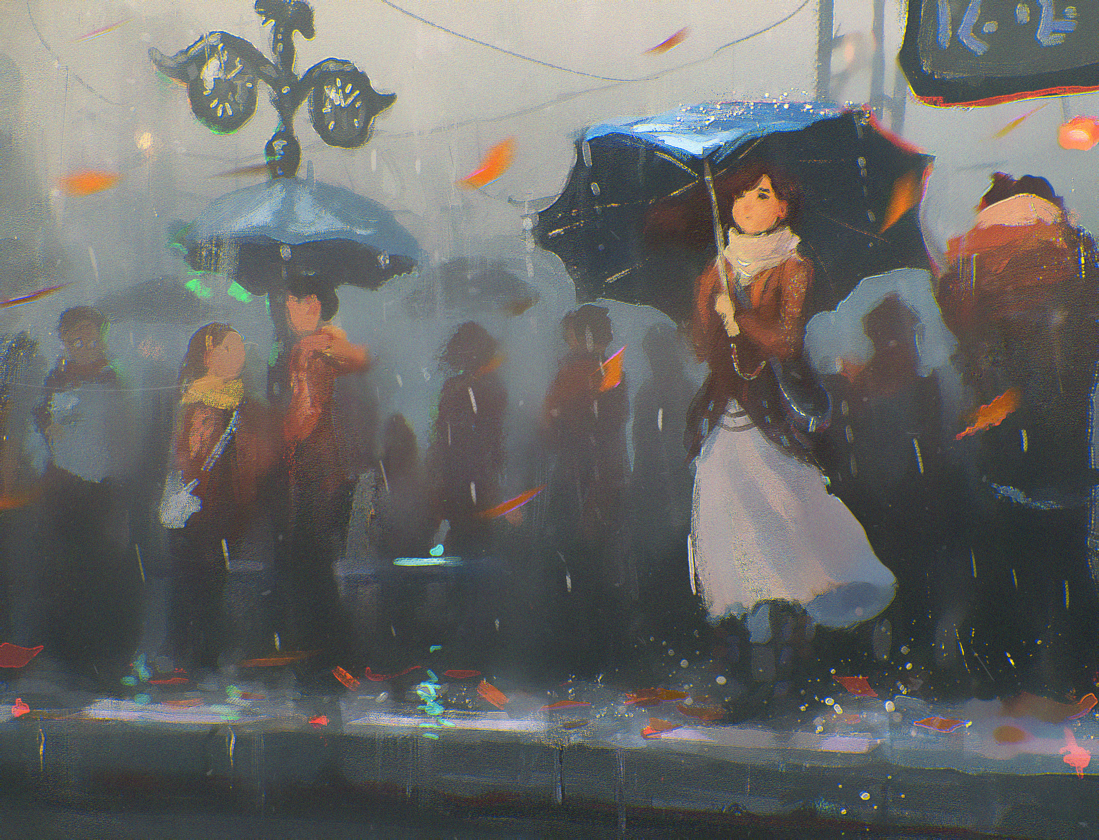 Laden Sie das Menschen, Regen, Regenschirm, Frauen, Künstlerisch-Bild kostenlos auf Ihren PC-Desktop herunter
