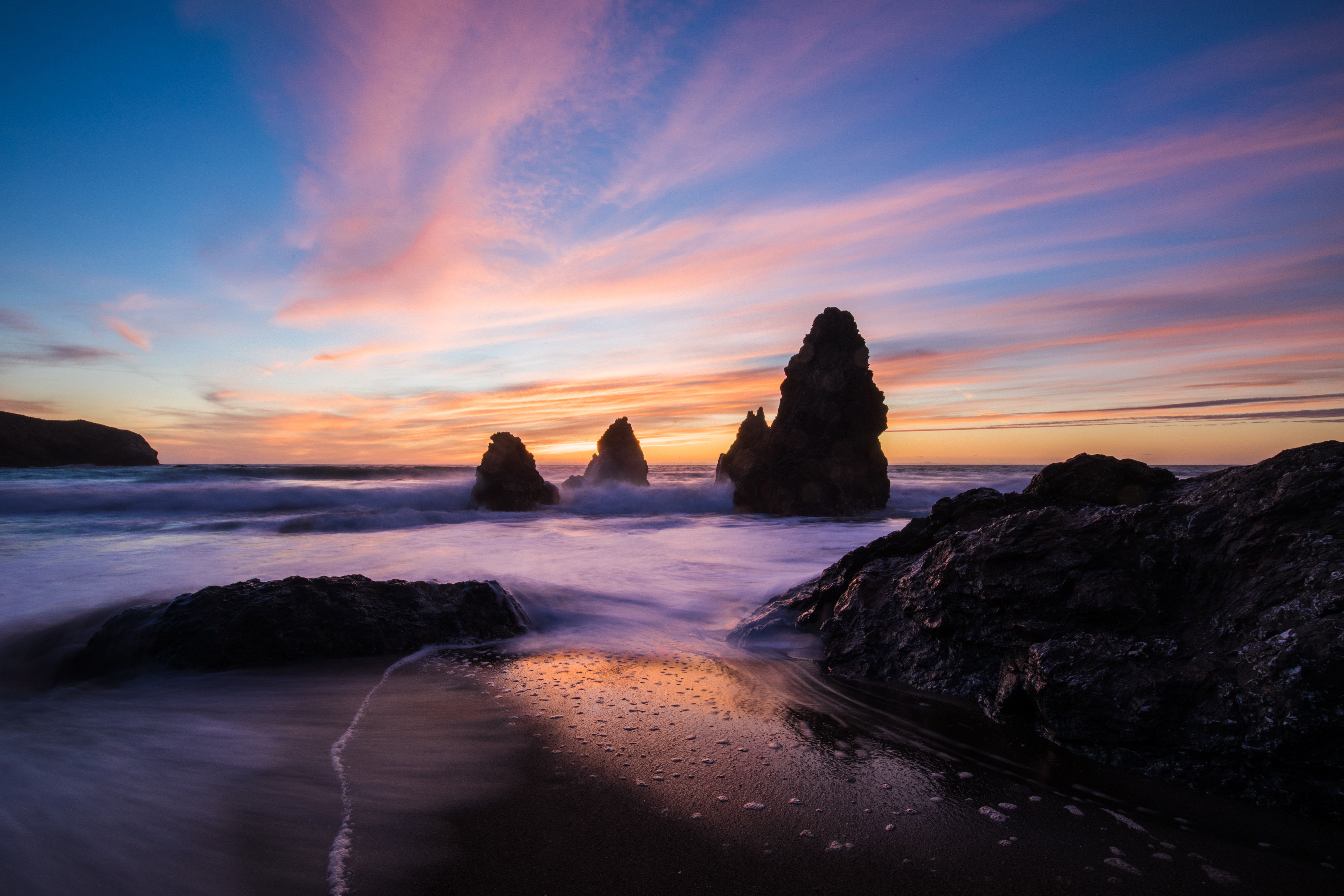 Free download wallpaper Rocks, Nature, Sunset, Ocean, Sea on your PC desktop