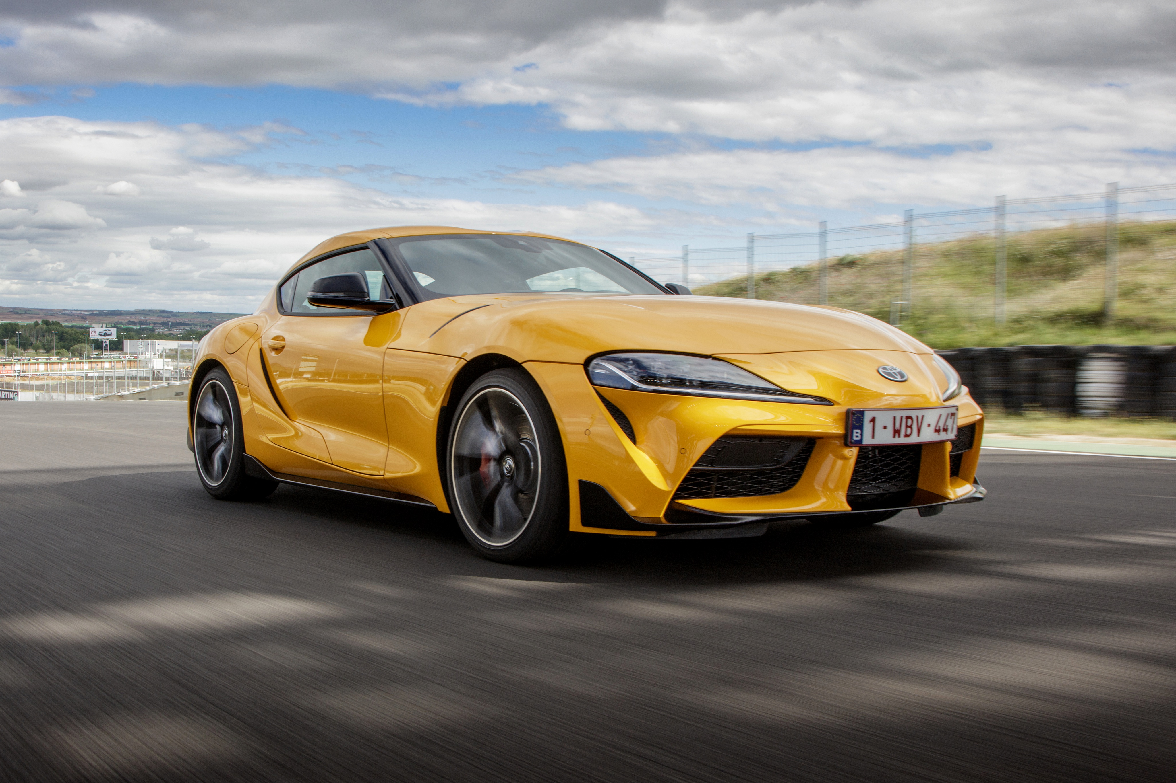 Download mobile wallpaper Toyota, Car, Vehicles, Yellow Car, Toyota Gr Supra for free.