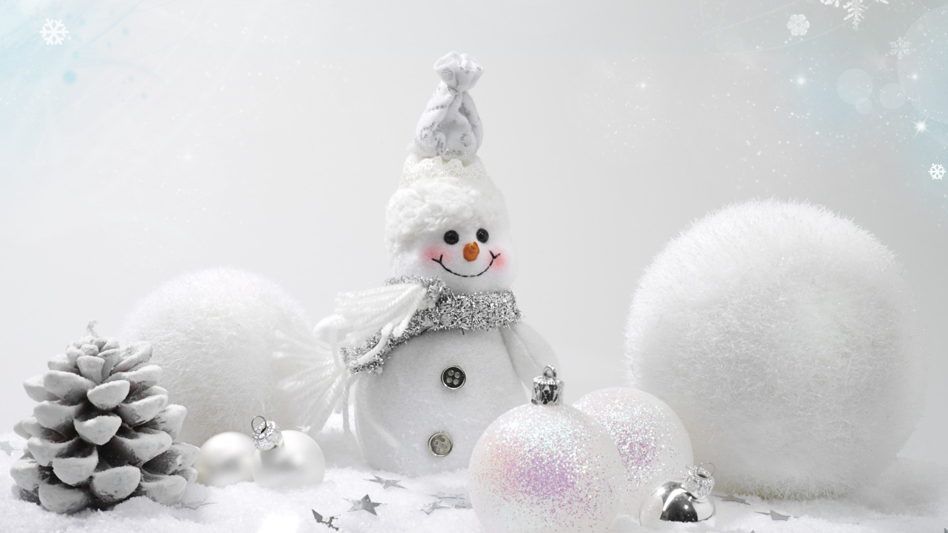 Free download wallpaper Stars, Snow, Snowman, Christmas, Holiday, Bauble on your PC desktop
